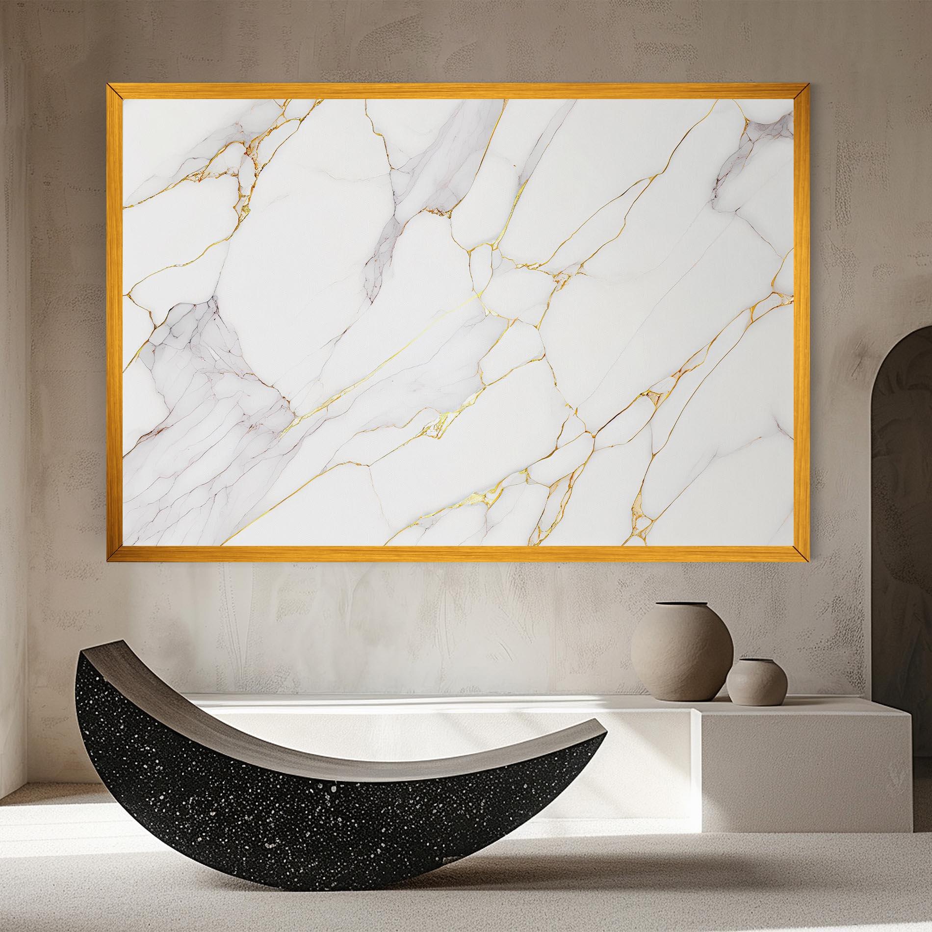 Tablou Canvas White Grey Golden Lines mockup 8