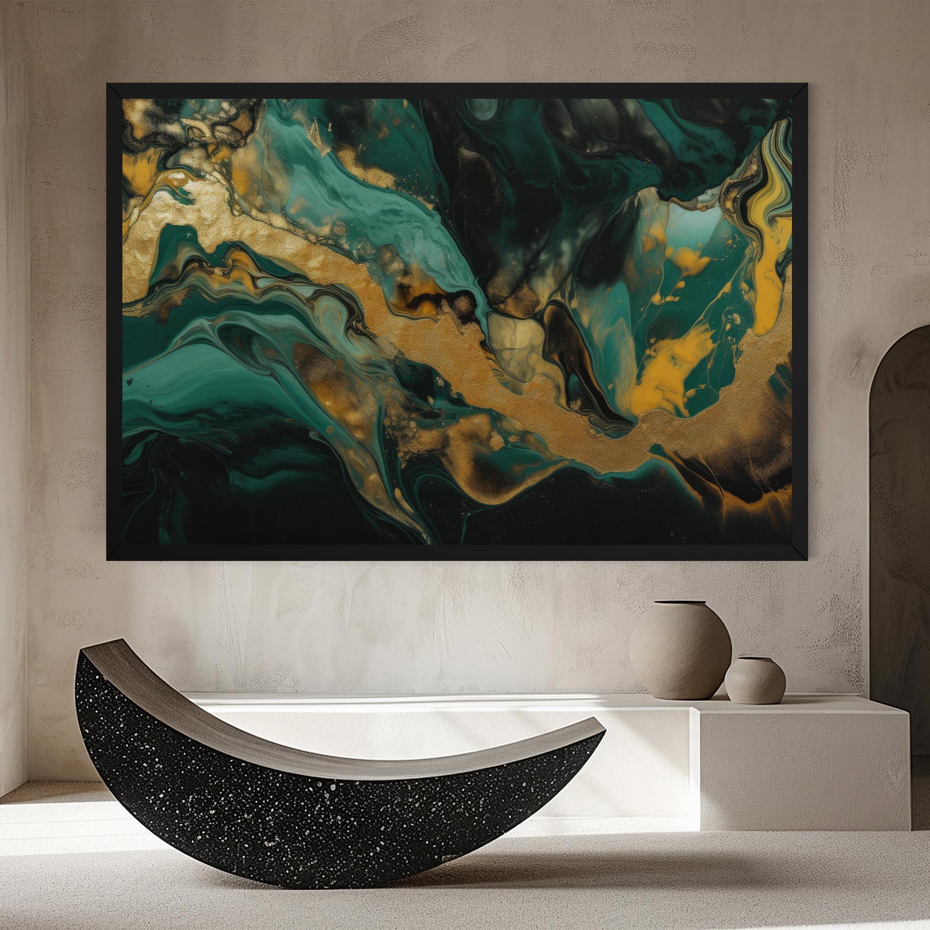 Tablou Canvas Dark Green With Gold mockup 8