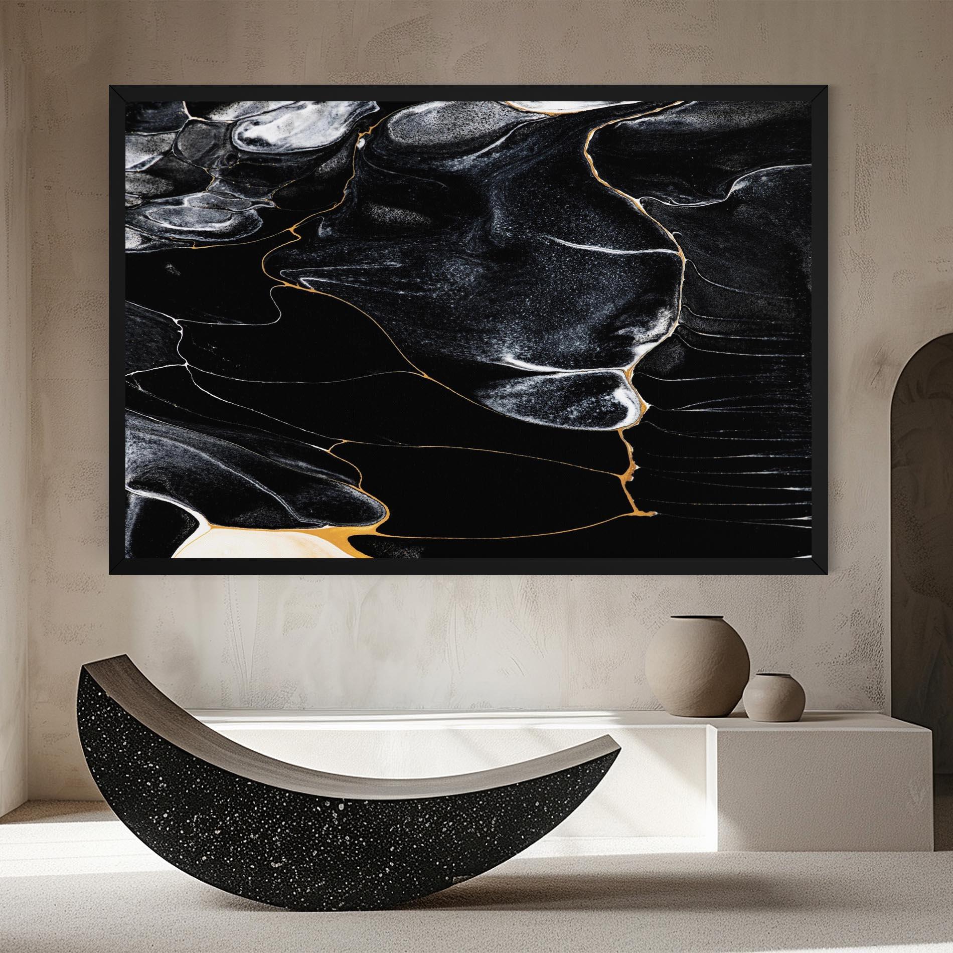 Tablou Canvas Gold Lines On Black mockup 8