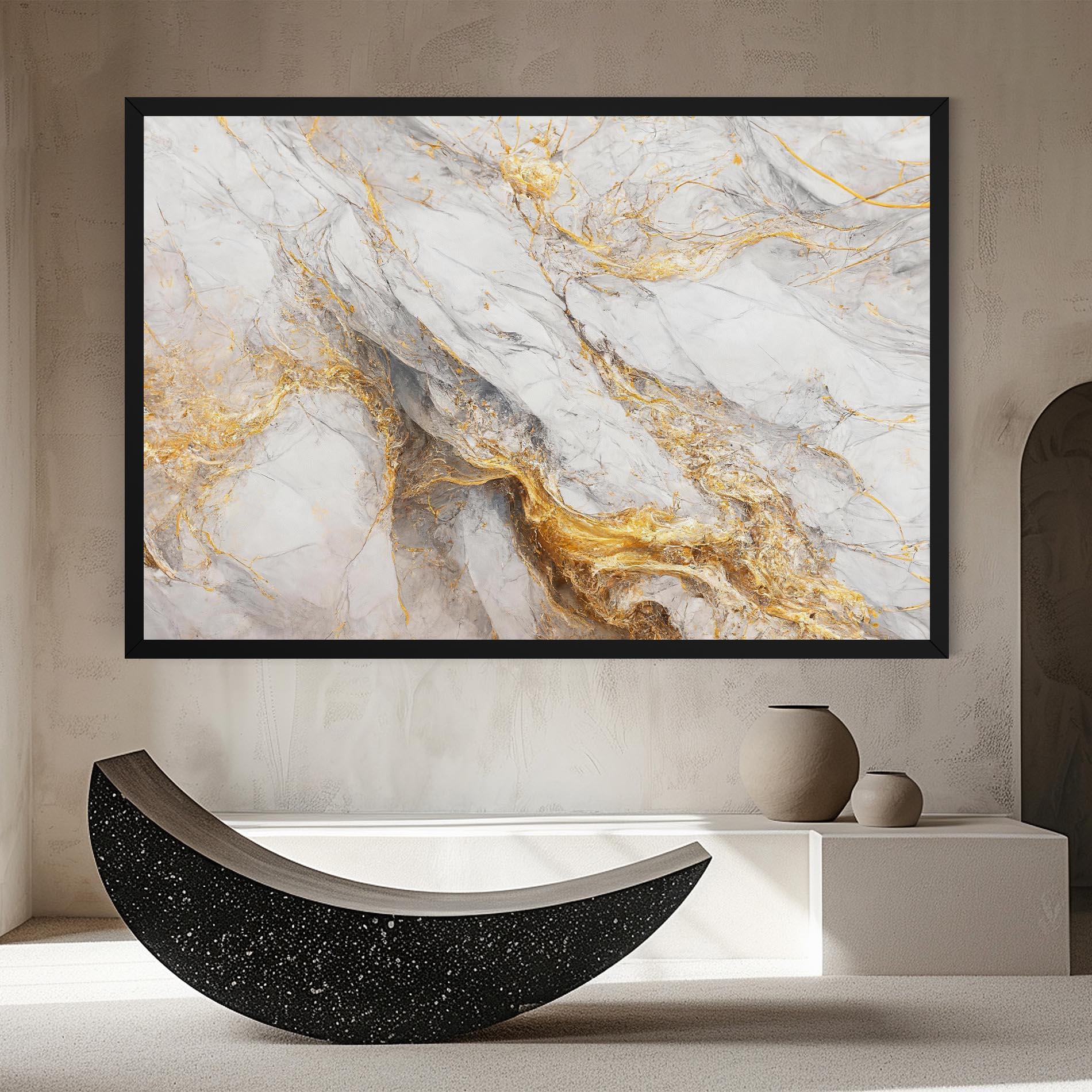 Tablou Canvas Gold Liquid Grey Marble mockup 8