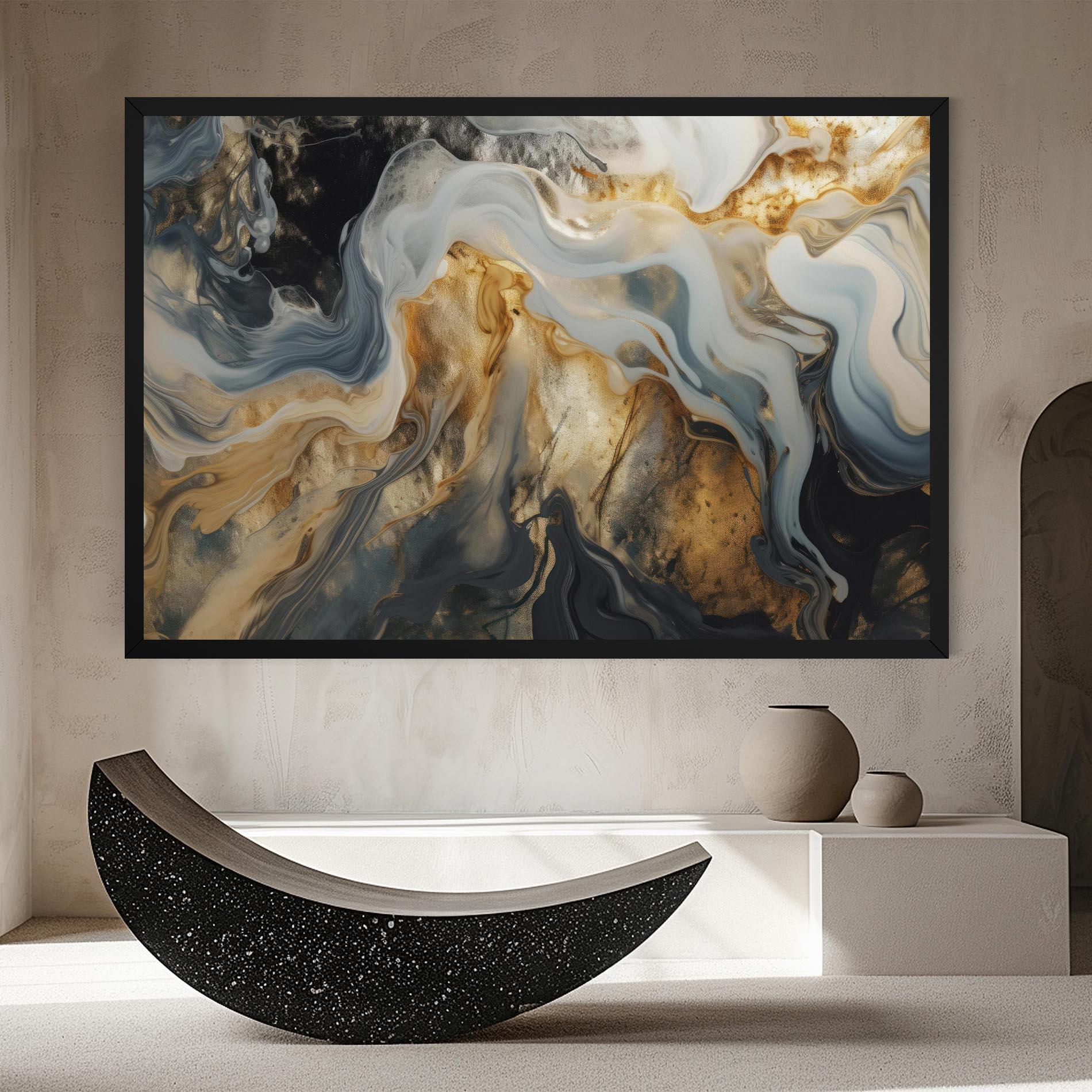 Tablou Canvas Grey Gold Liquid Marble mockup 8