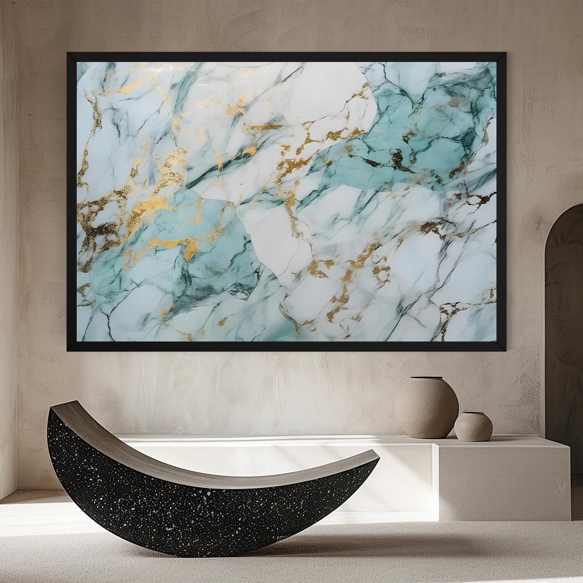 Tablou Canvas Light Green Gold Line mockup 8