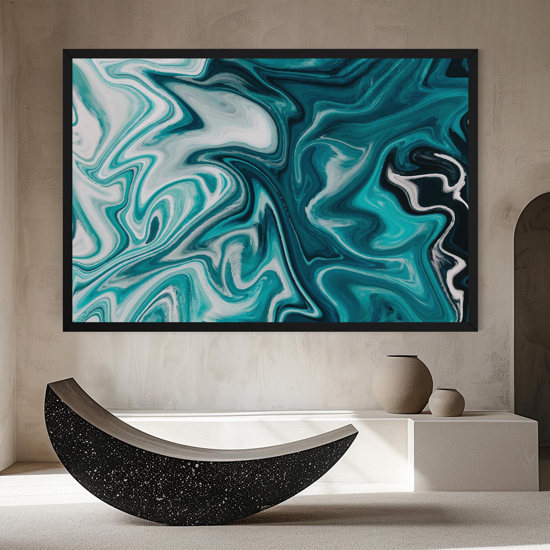 Tablou Canvas White Blue Liquid Marble mockup 8