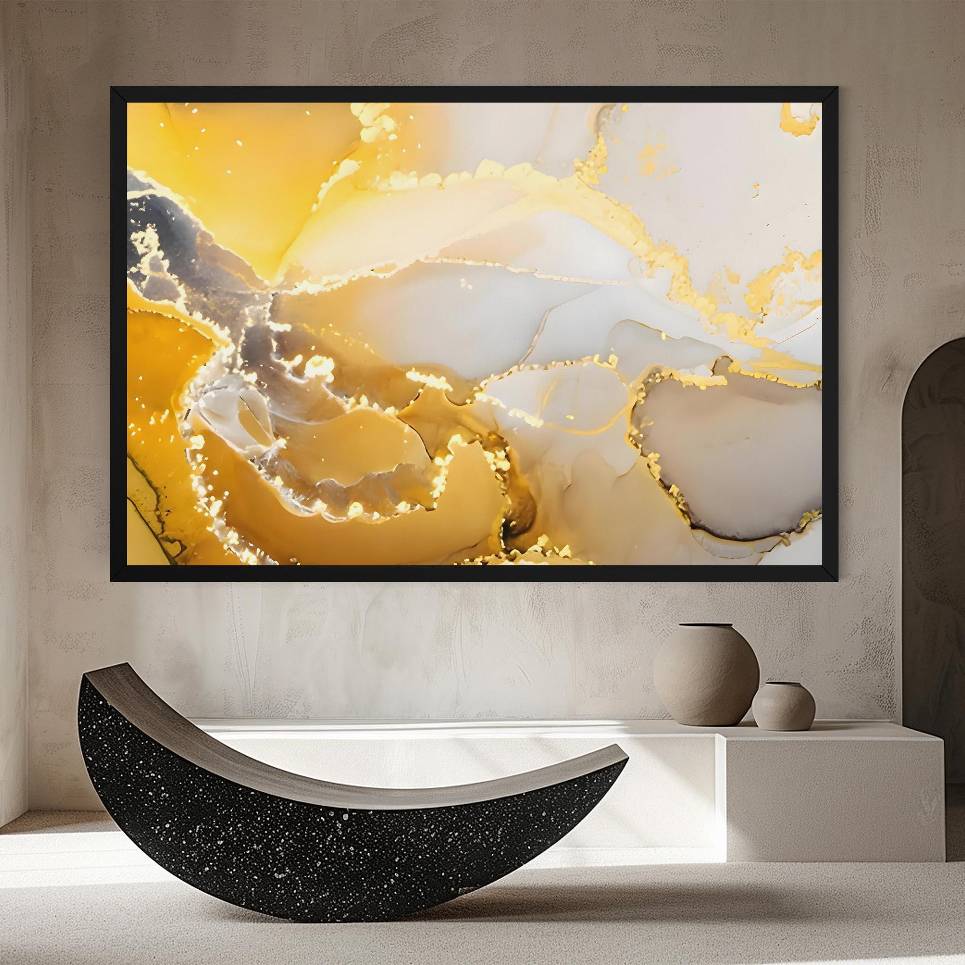 Tablou Canvas Yellow Grey Marble mockup 8