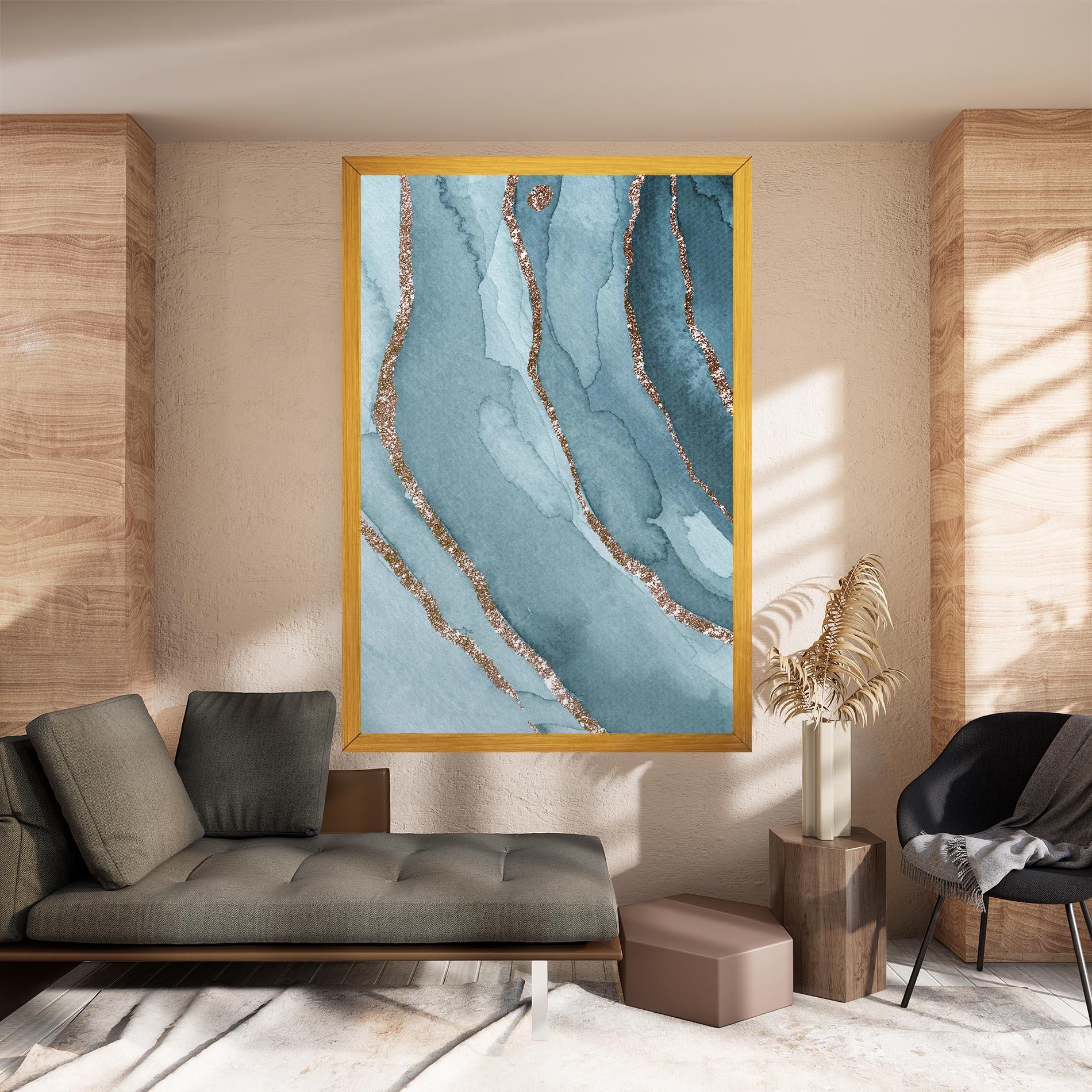 Tablou Canvas Blue Golden Glitter mockup 8