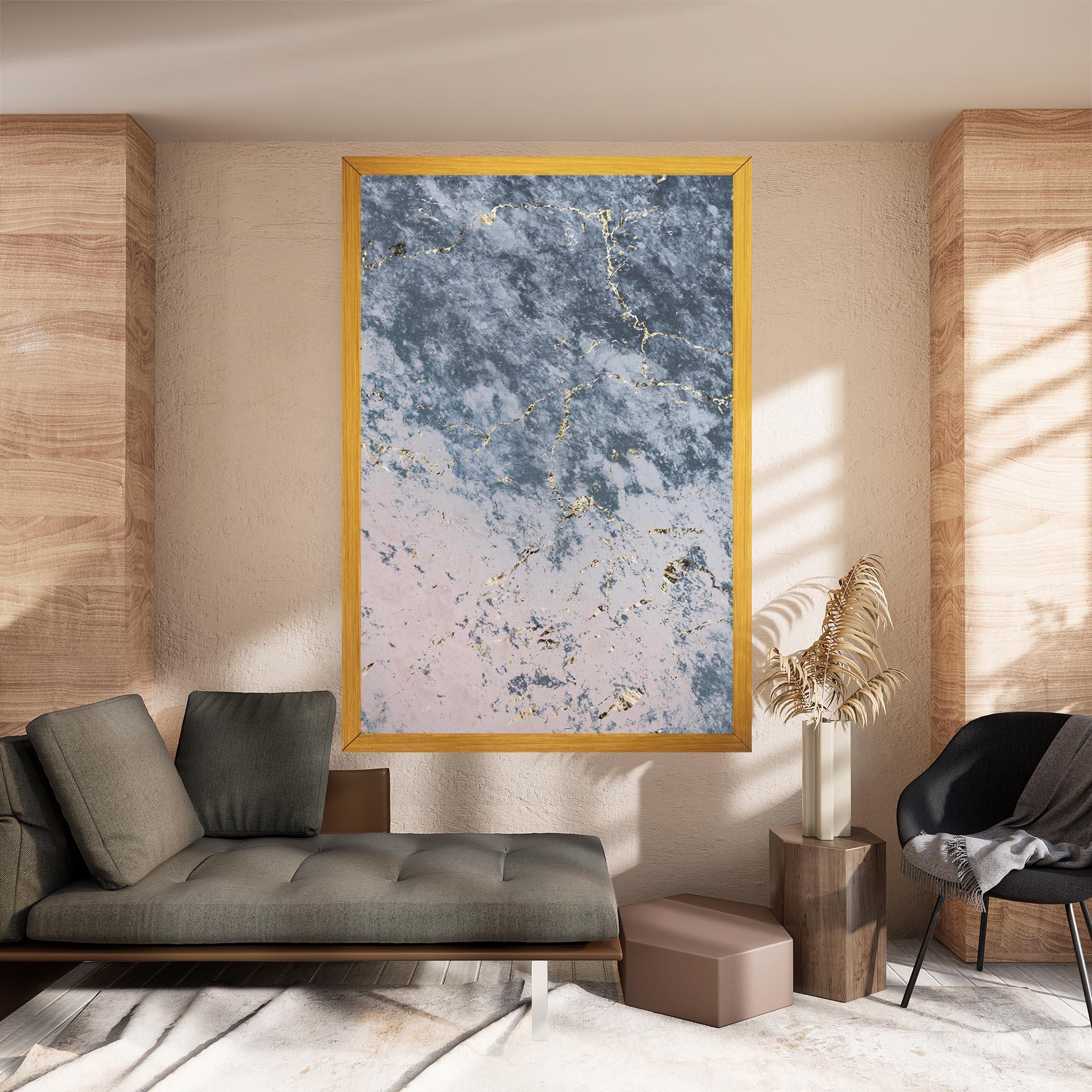 Tablou Canvas Blue Golden Lines mockup 8