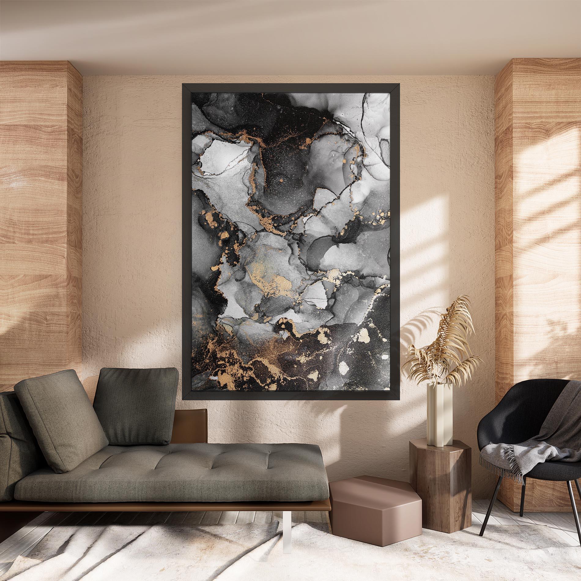 Tablou Canvas Grey Gold Marble mockup 8