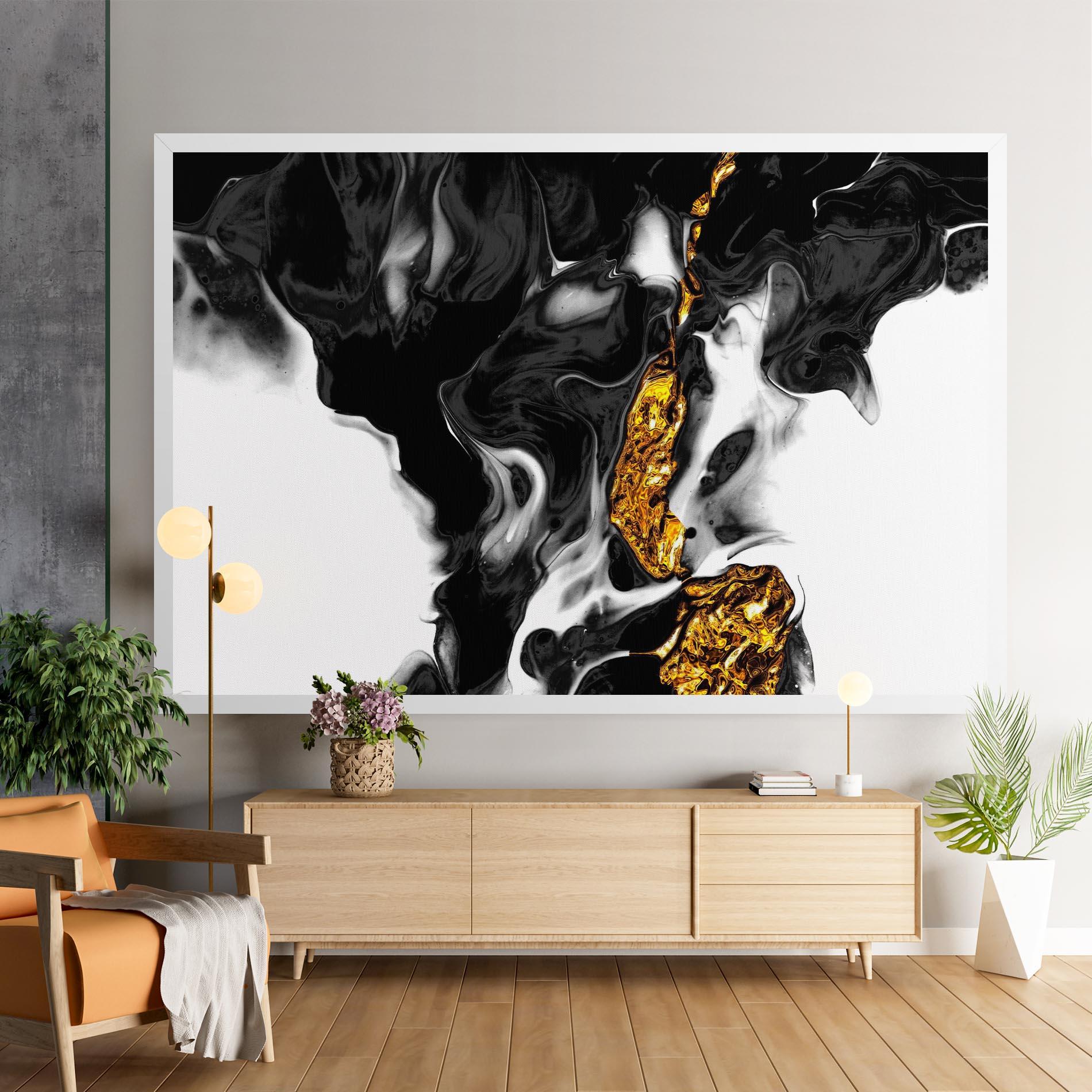Tablou Canvas Abstract Black And Gold mockup 9