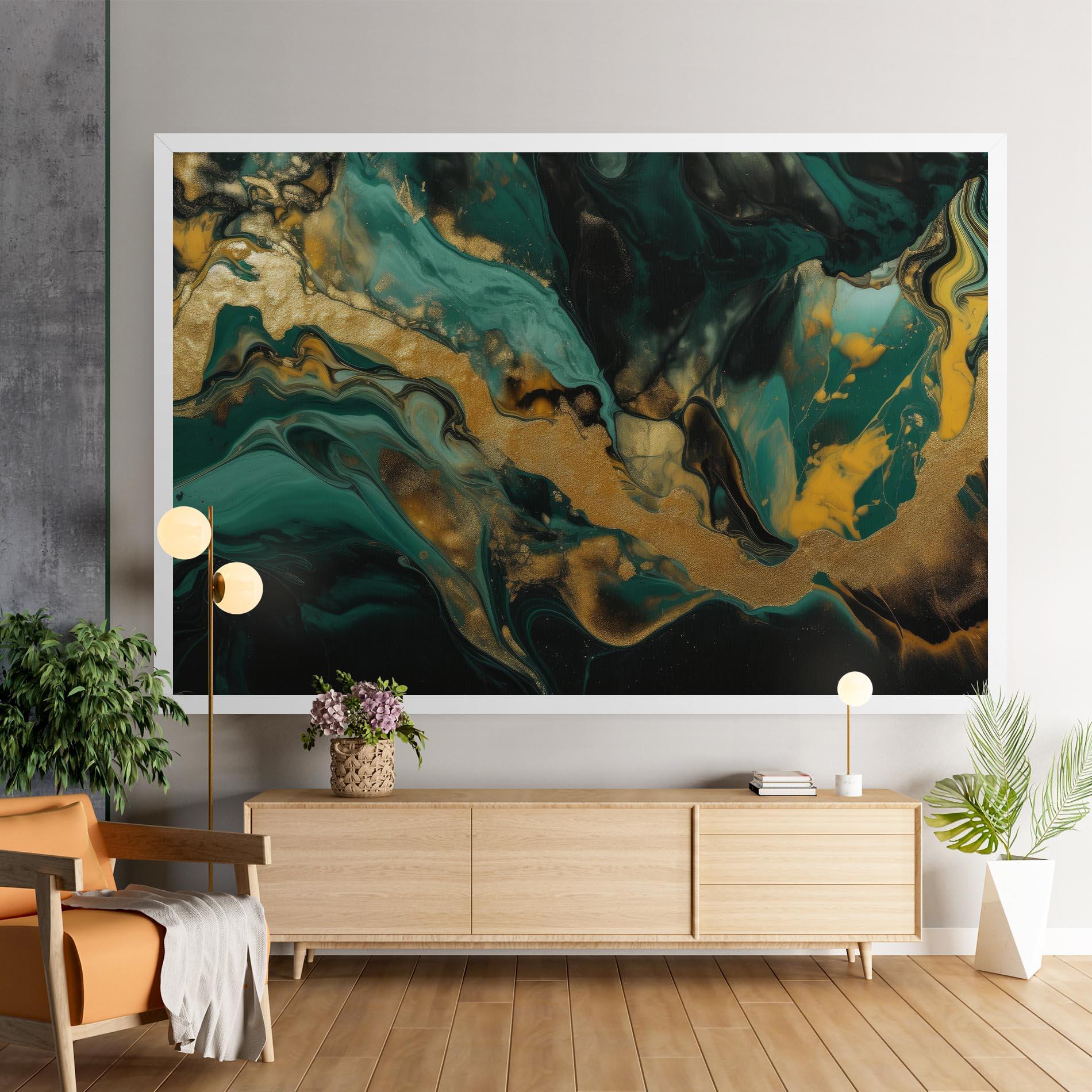 Tablou Canvas Dark Green With Gold mockup 9