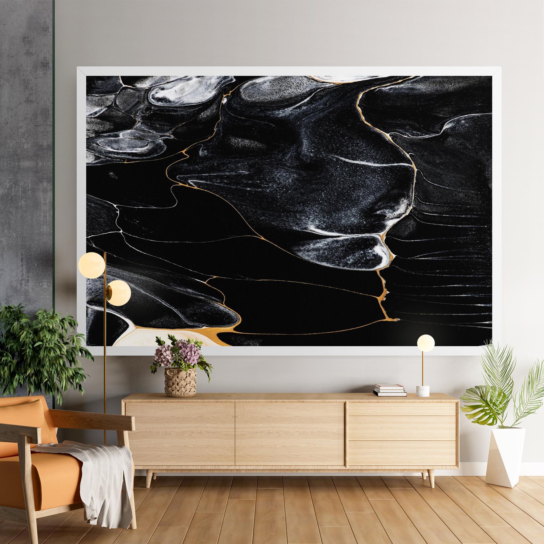 Tablou Canvas Gold Lines On Black mockup 9