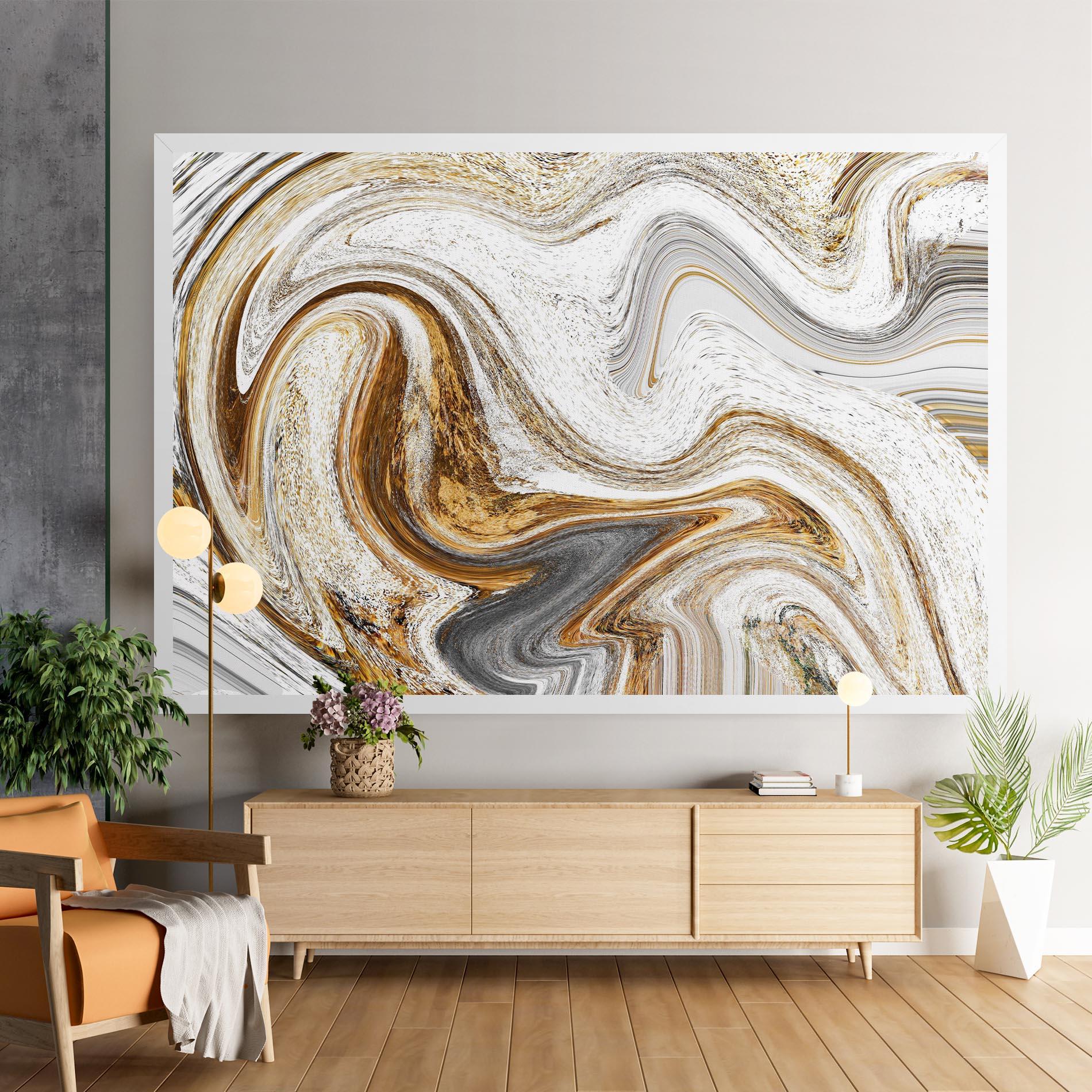 Tablou Canvas Gold White Liquid mockup 9