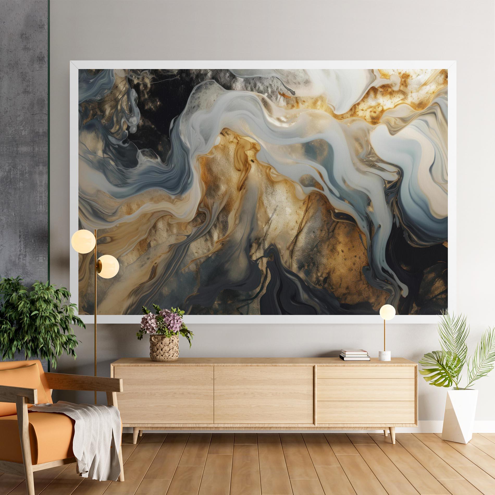 Tablou Canvas Grey Gold Liquid Marble mockup 9