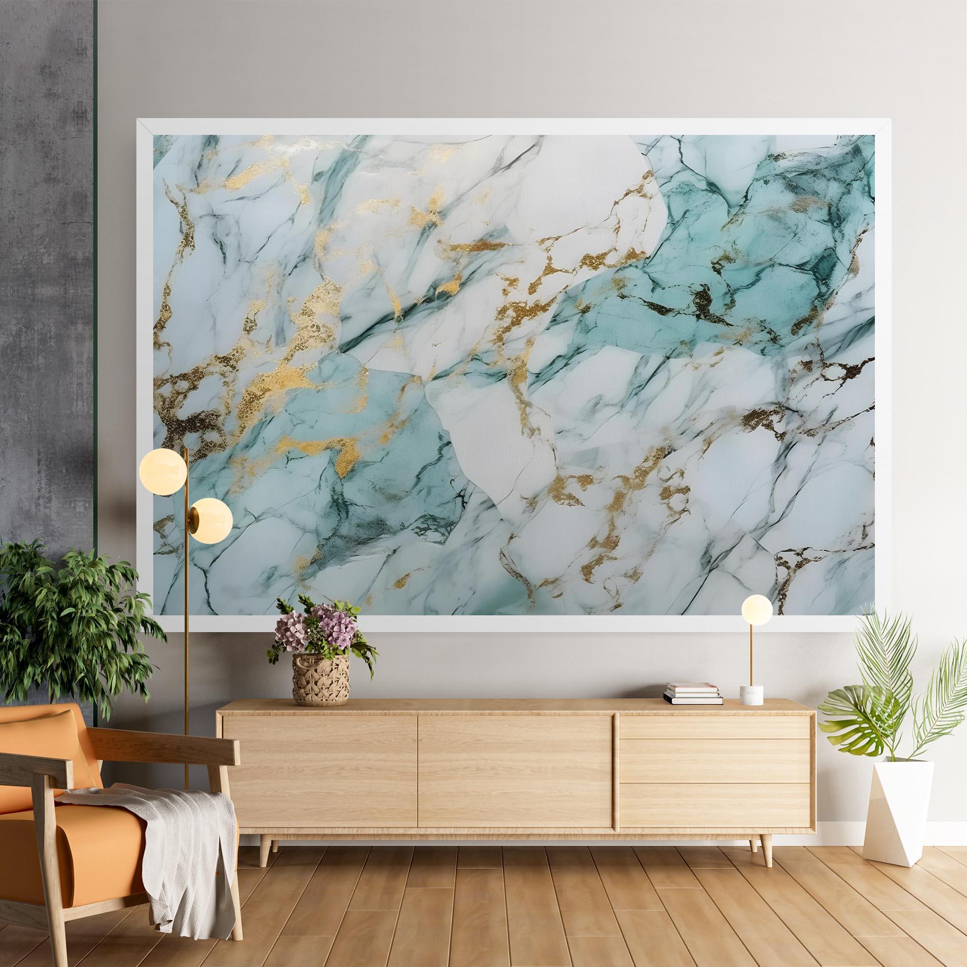 Tablou Canvas Light Green Gold Line mockup 9