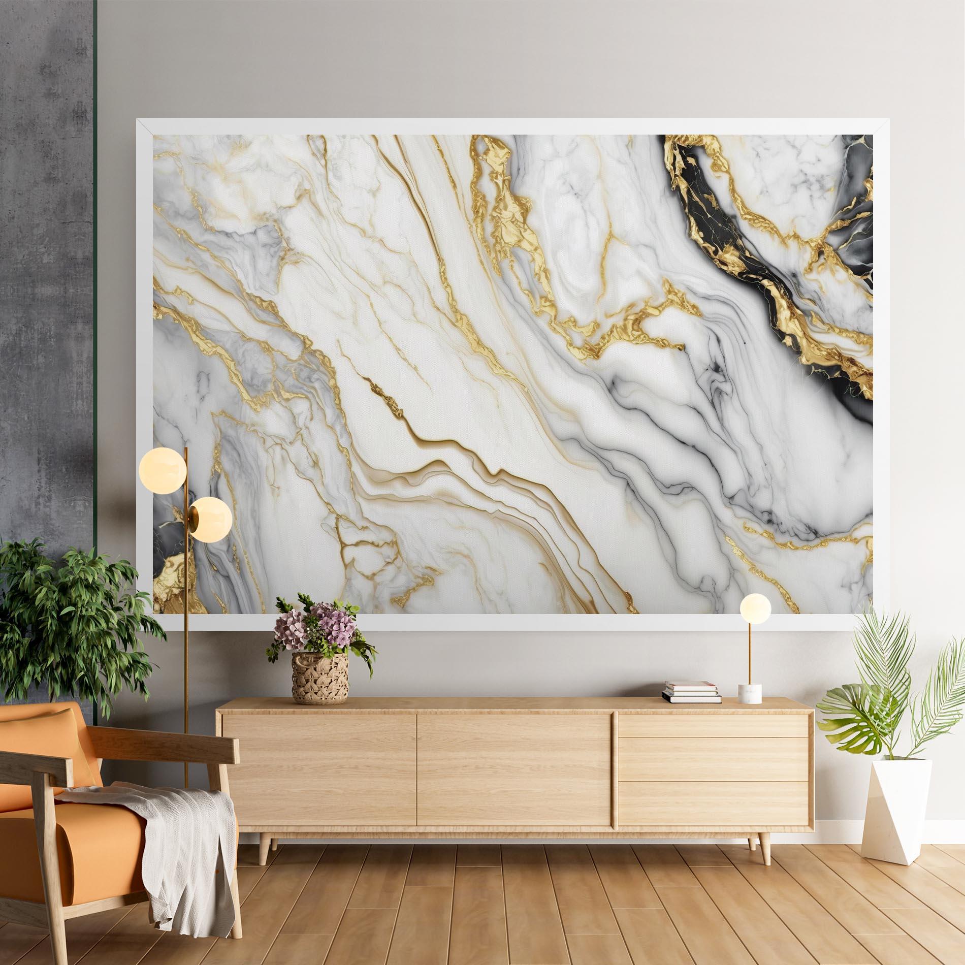 Tablou Canvas White Golden Marble mockup 9