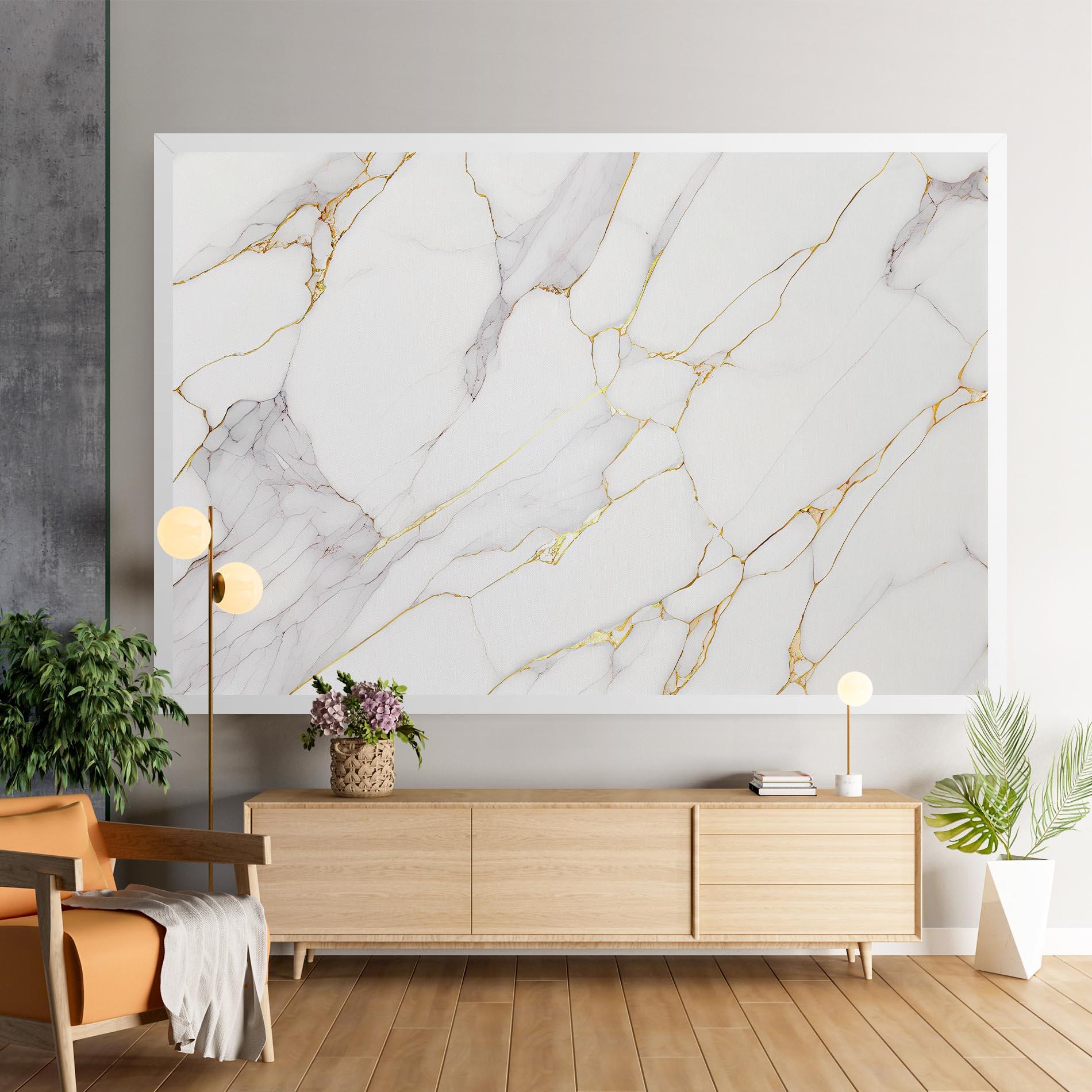 Tablou Canvas White Grey Golden Lines mockup 9