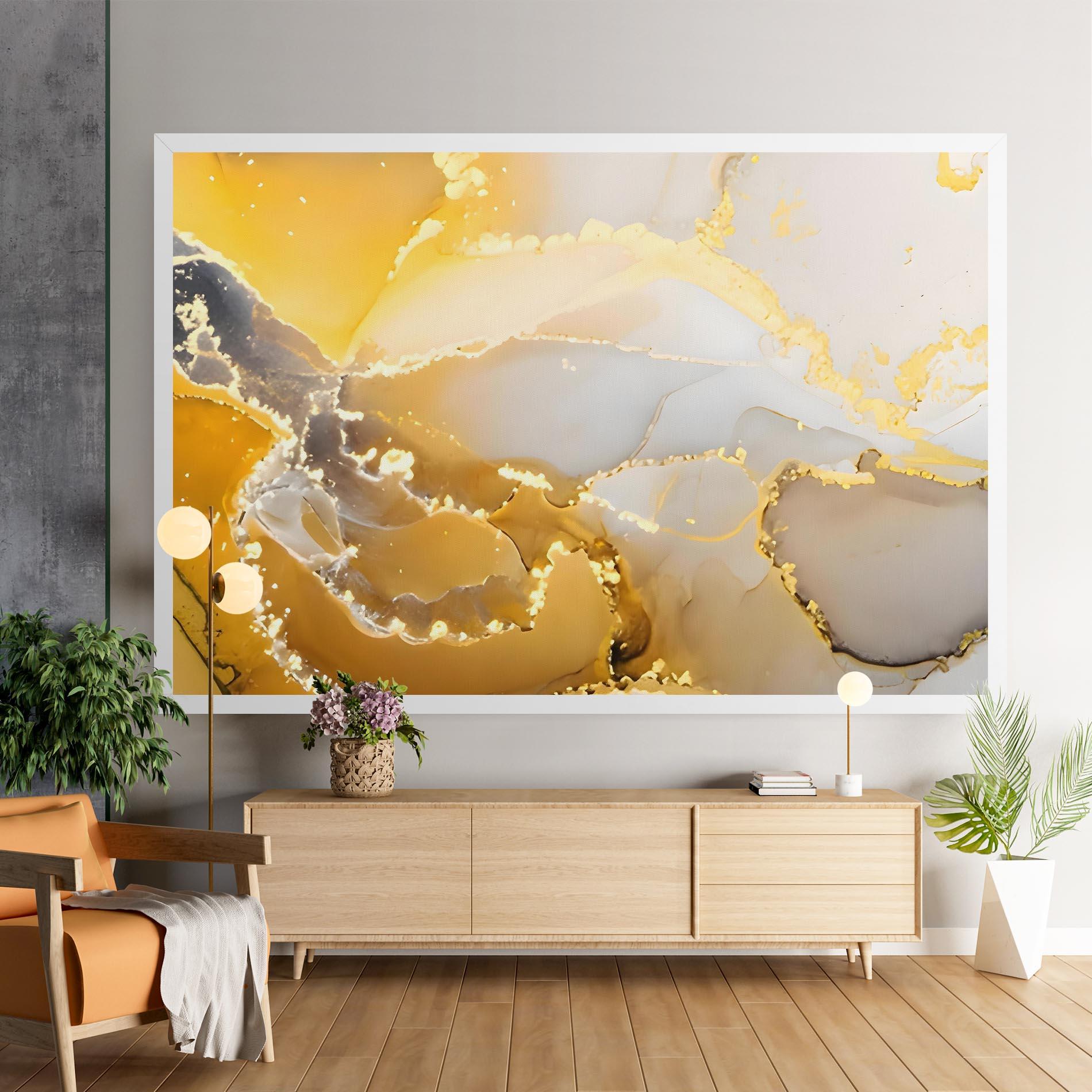 Tablou Canvas Yellow Grey Marble mockup 9