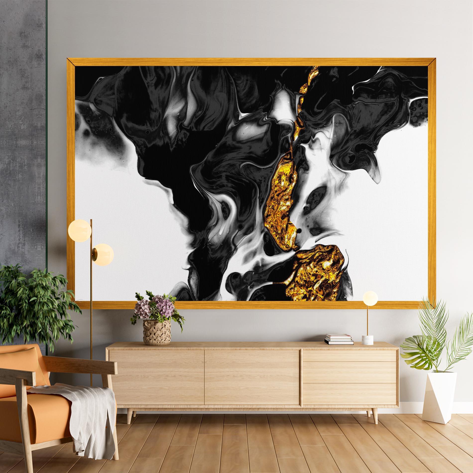 Tablou Canvas Abstract Black And Gold mockup 9