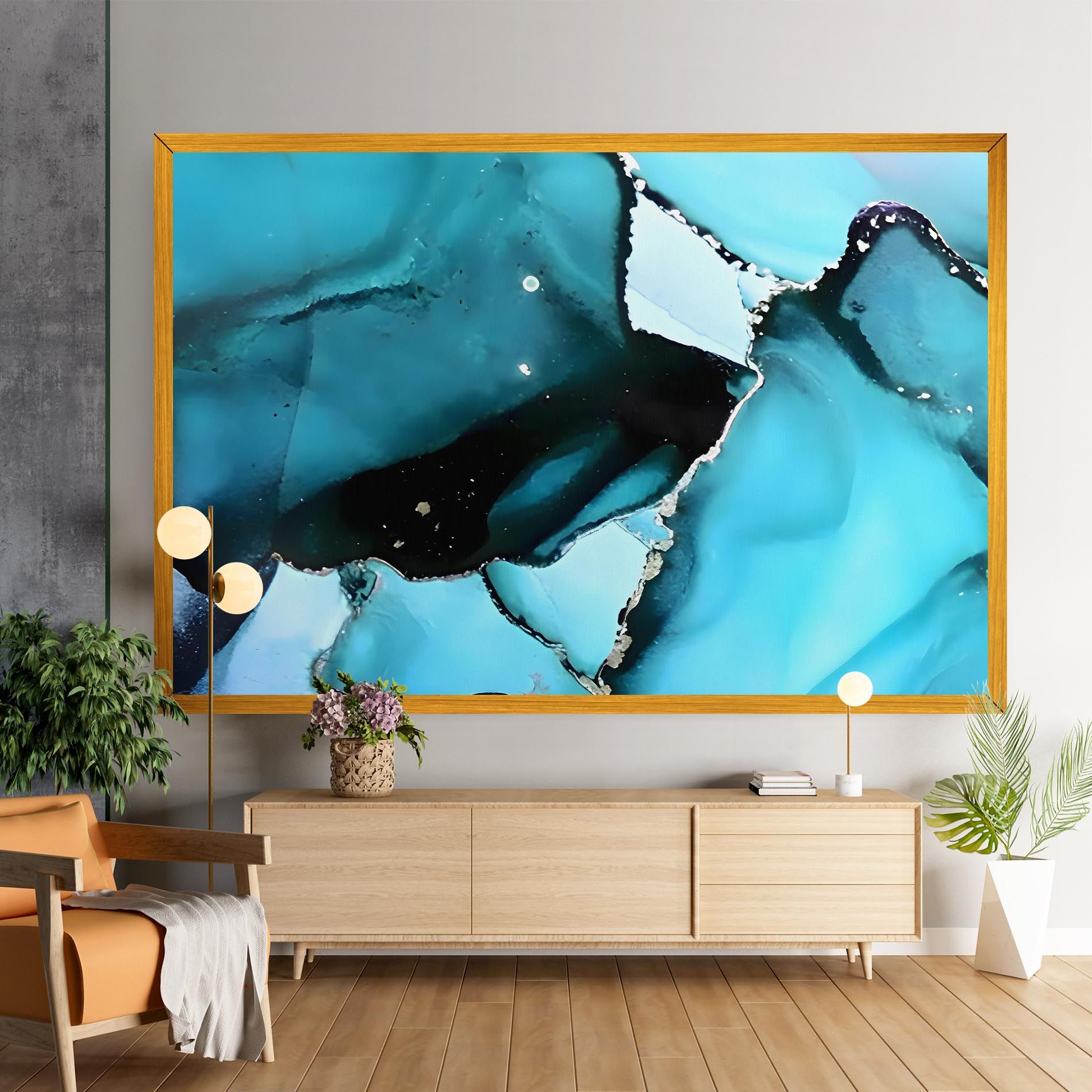 Blue Paint Marble mockup 9