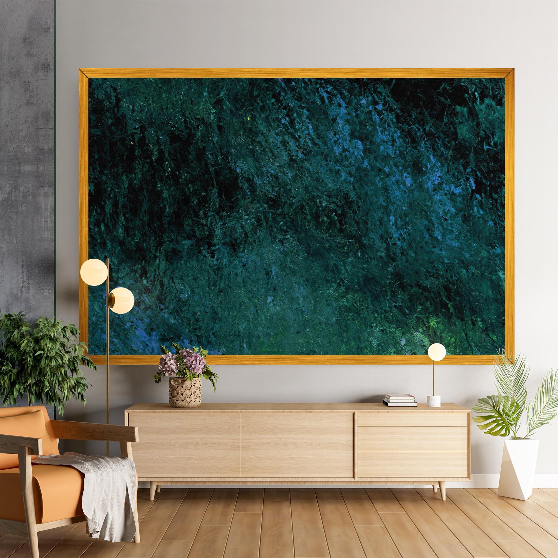 Tablou Canvas Dark Green Blue Painting mockup 9