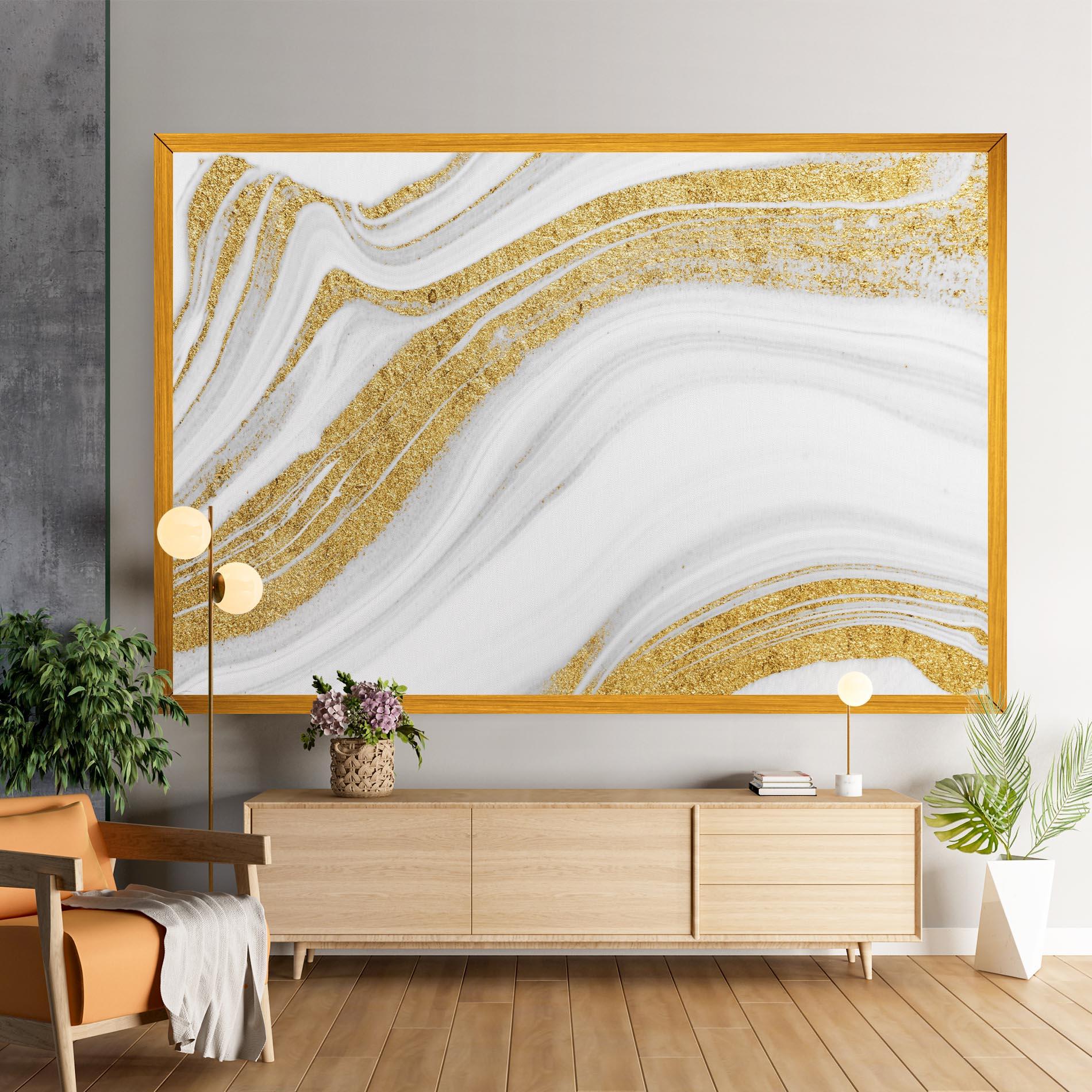 Tablou Canvas Gold Glitter Liquid mockup 9
