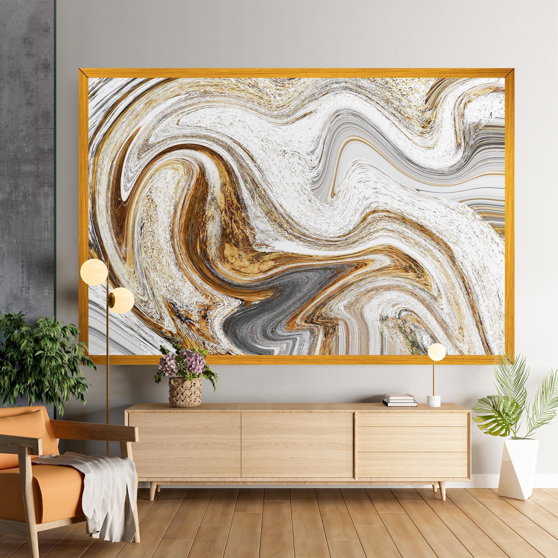 Tablou Canvas Gold White Liquid mockup 9