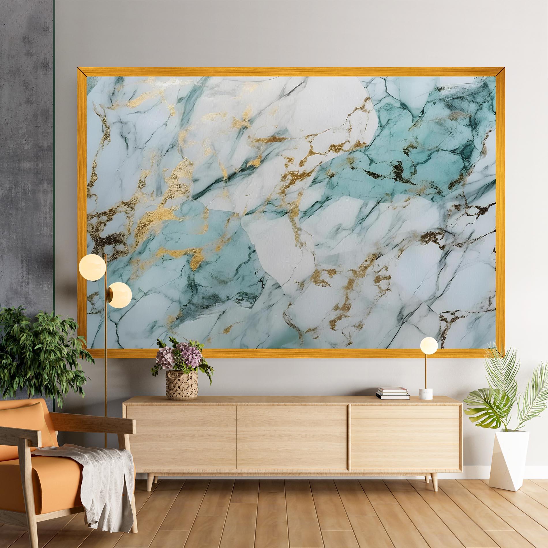 Tablou Canvas Light Green Gold Line mockup 9