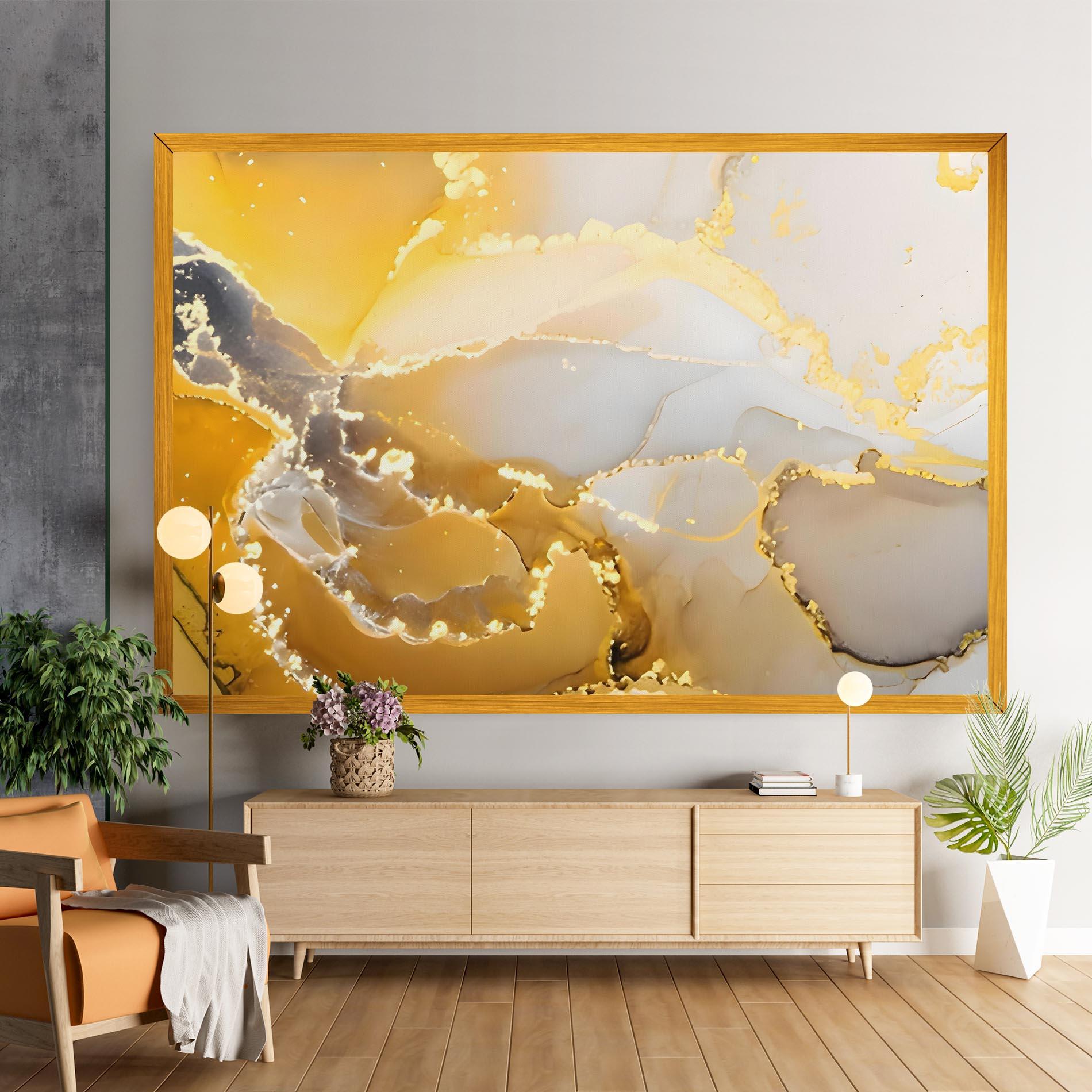 Tablou Canvas Yellow Grey Marble mockup 9
