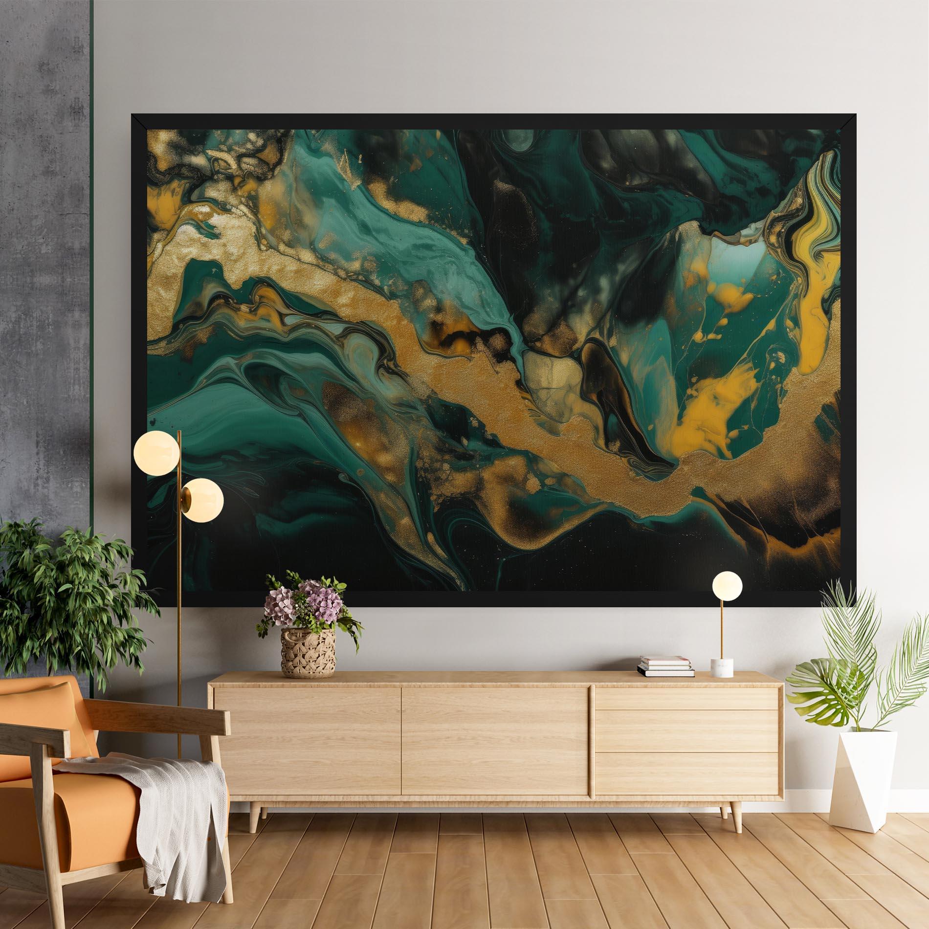 Tablou Canvas Dark Green With Gold mockup 9