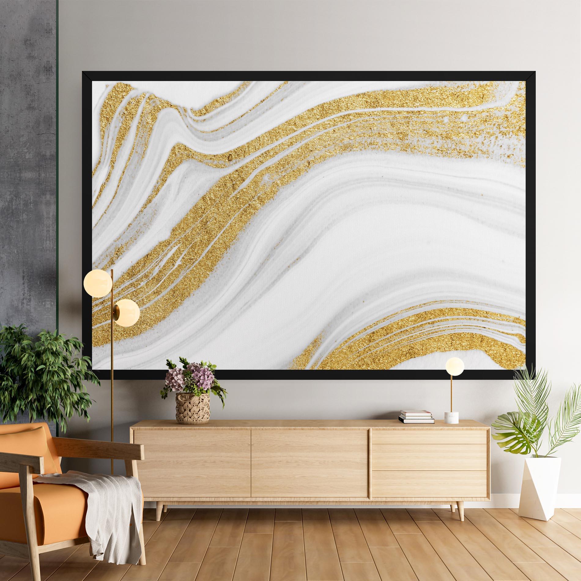Tablou Canvas Gold Glitter Liquid mockup 9