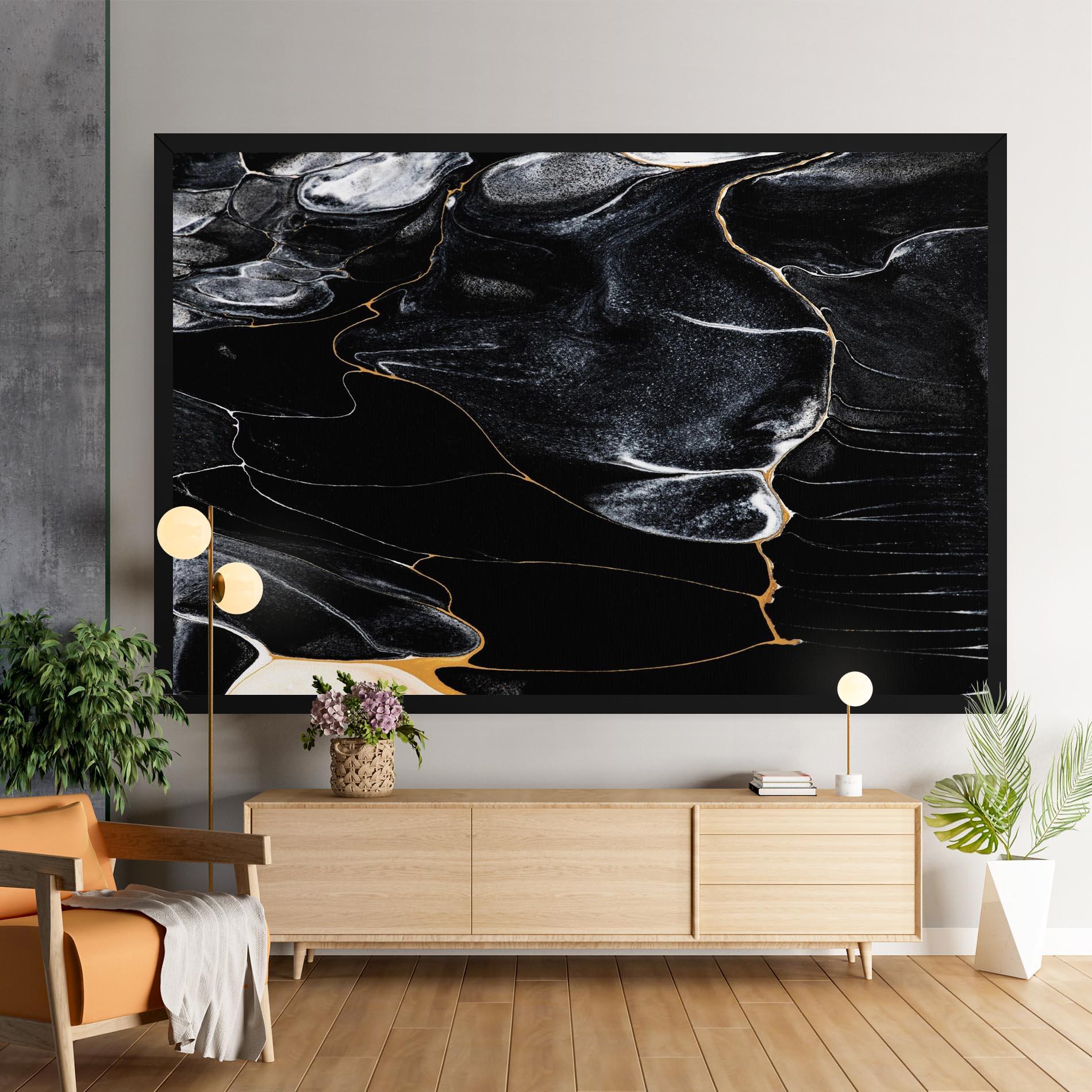 Tablou Canvas Gold Lines On Black mockup 9