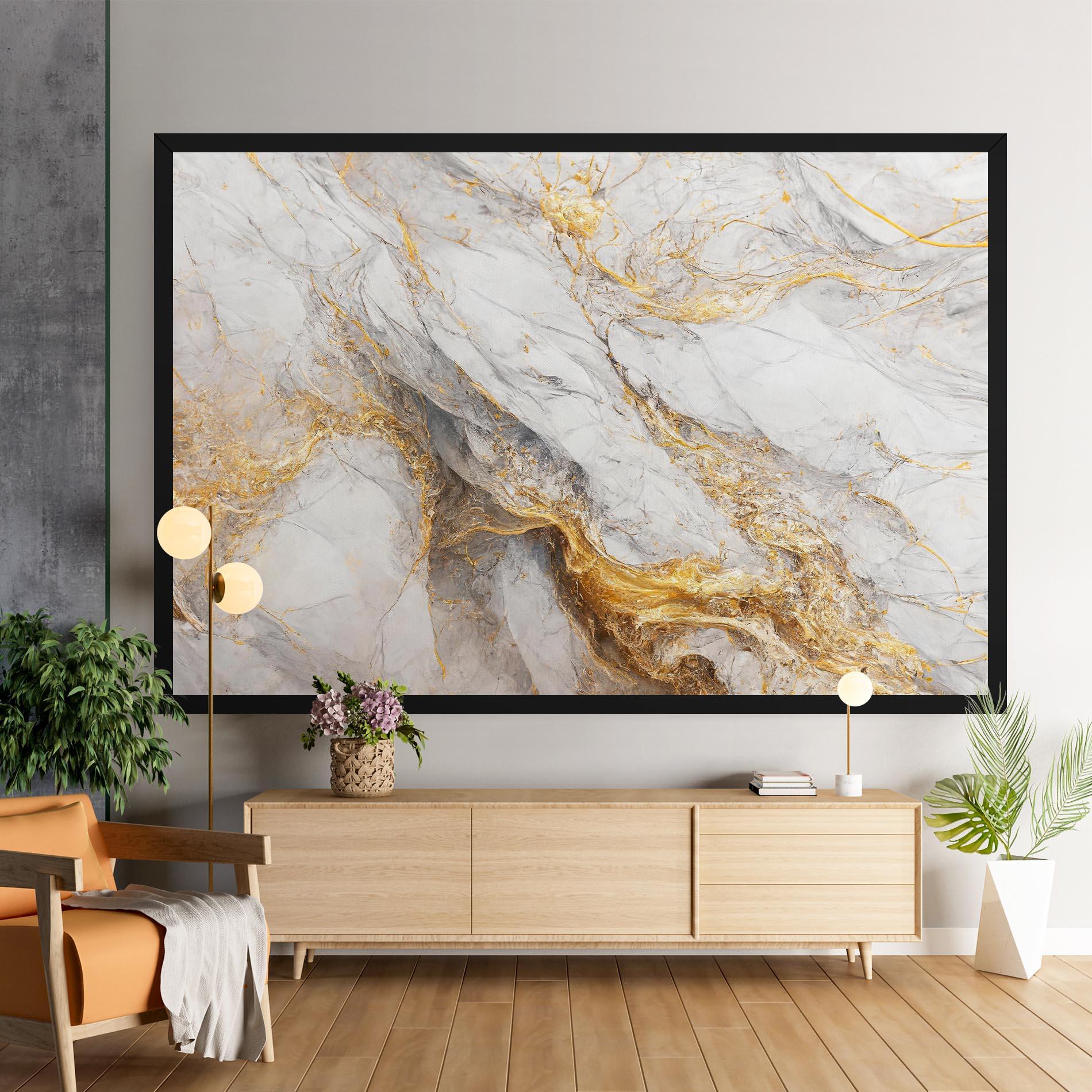 Tablou Canvas Gold Liquid Grey Marble mockup 9