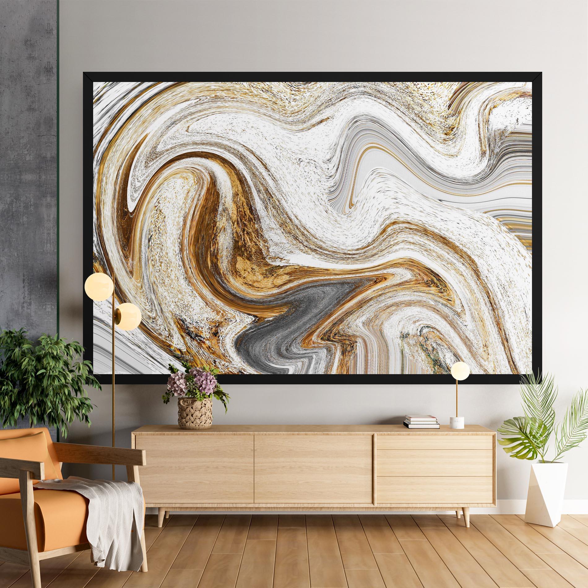 Tablou Canvas Gold White Liquid mockup 9