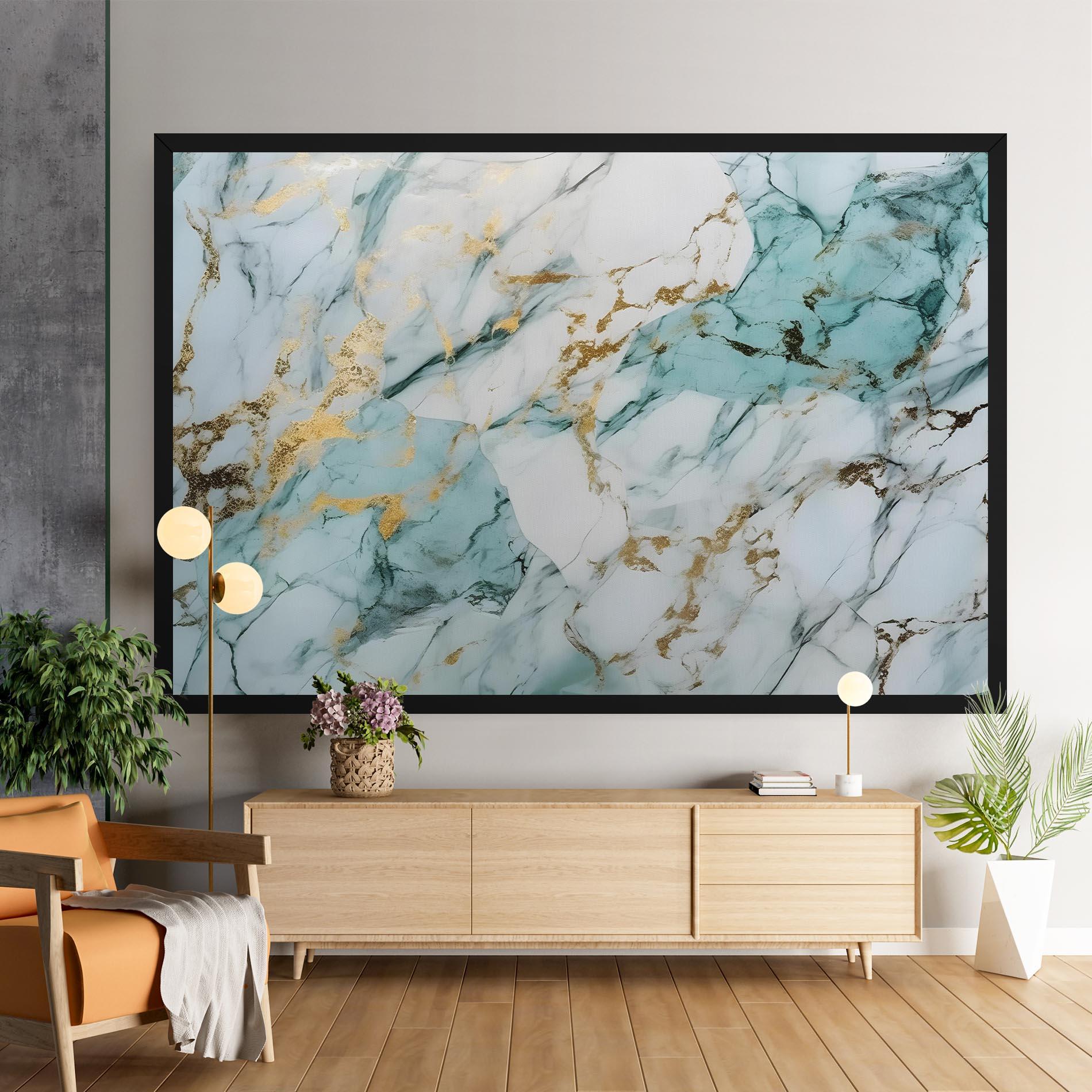 Tablou Canvas Light Green Gold Line mockup 9