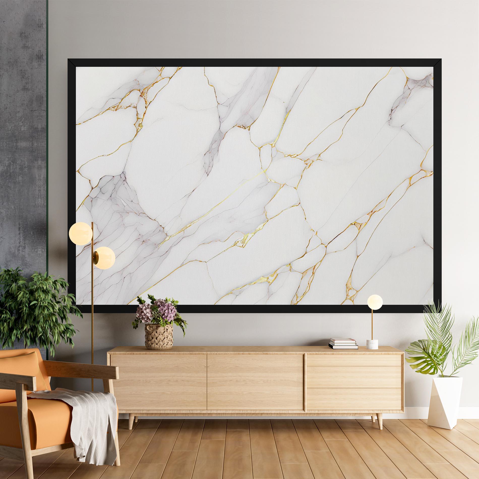 Tablou Canvas White Grey Golden Lines mockup 9