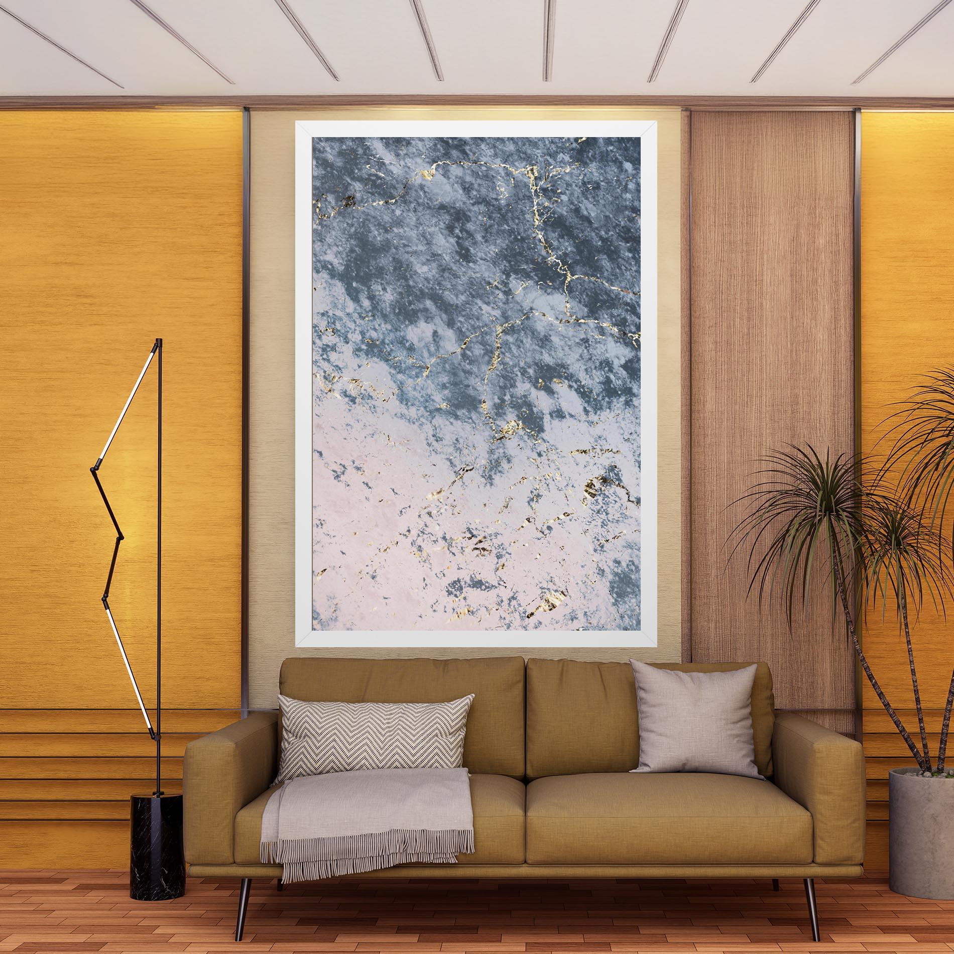 Tablou Canvas Blue Golden Lines mockup 9