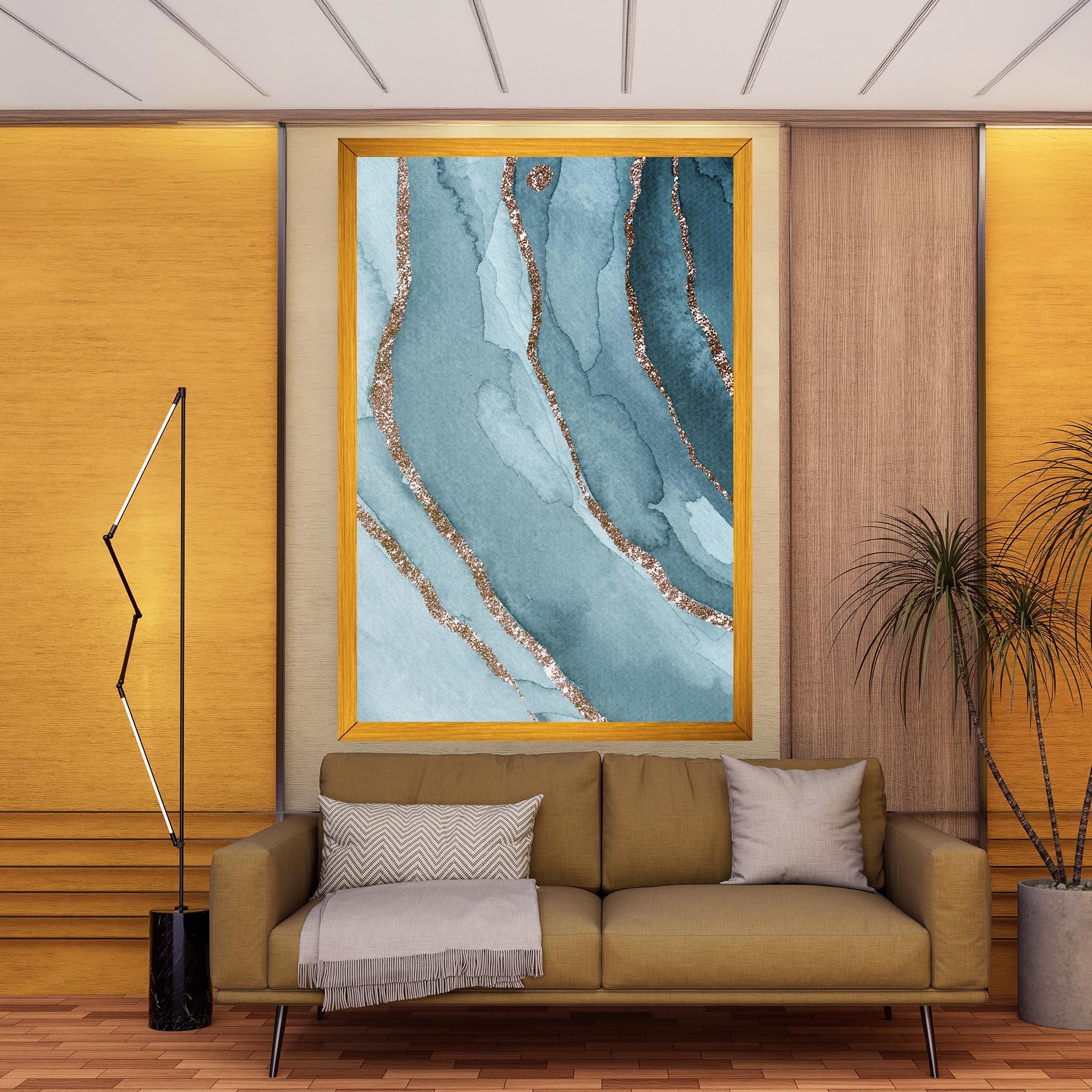 Tablou Canvas Blue Golden Glitter mockup 9