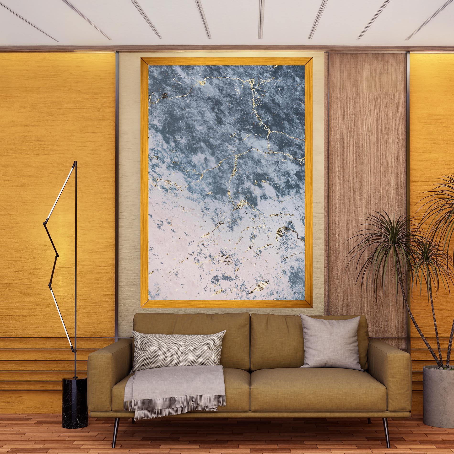 Tablou Canvas Blue Golden Lines mockup 9