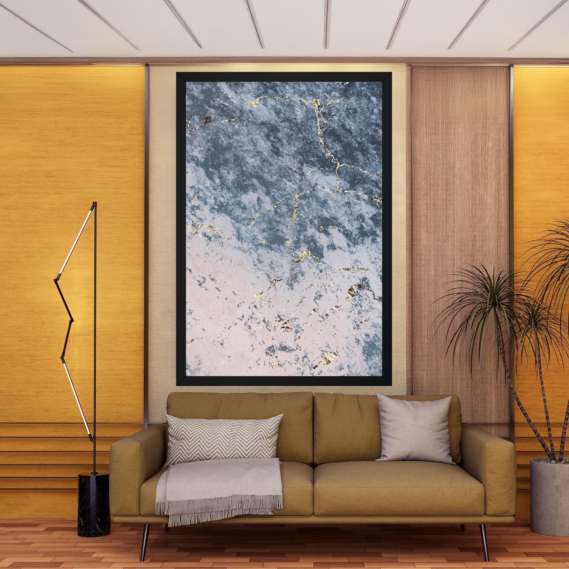 Tablou Canvas Blue Golden Lines mockup 9