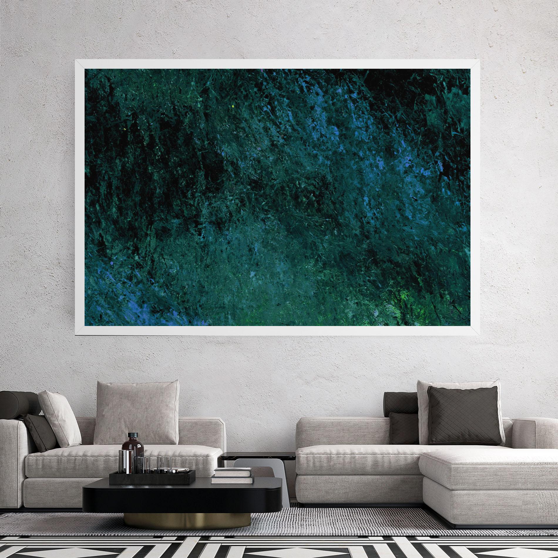 Tablou Canvas Dark Green Blue Painting mockup 2