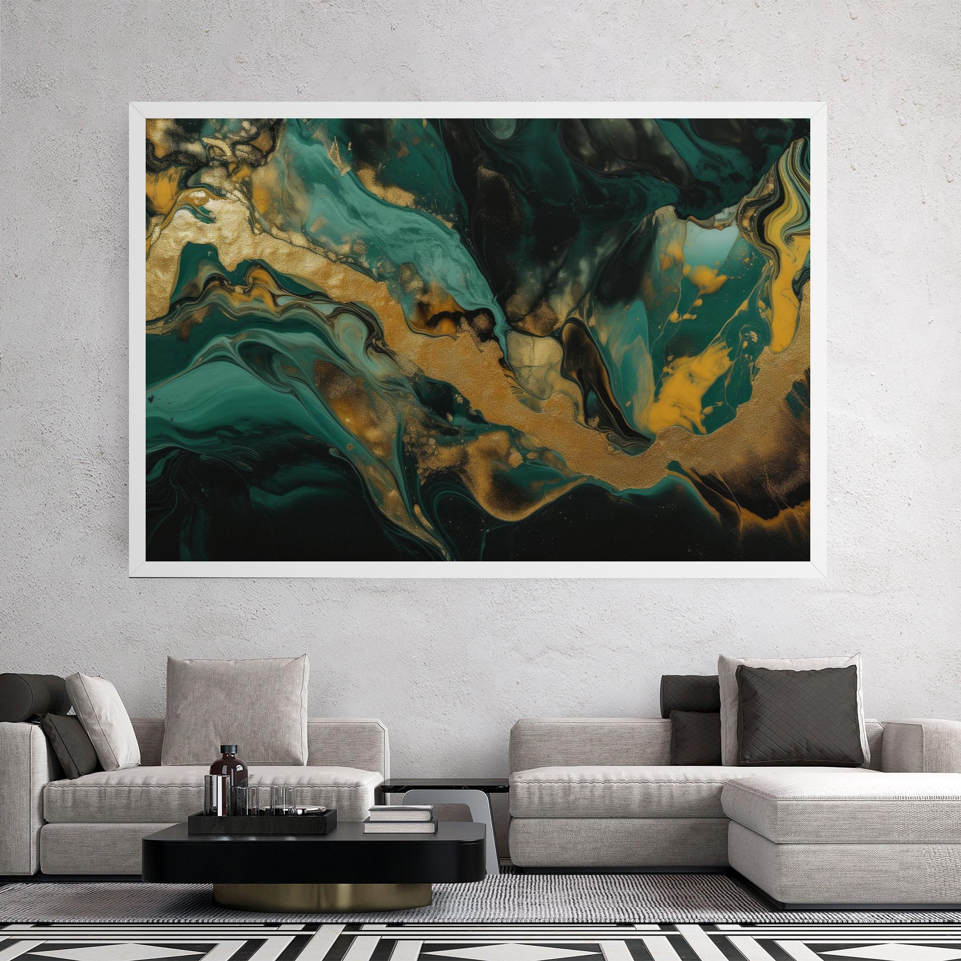 Tablou Canvas Dark Green With Gold mockup 2