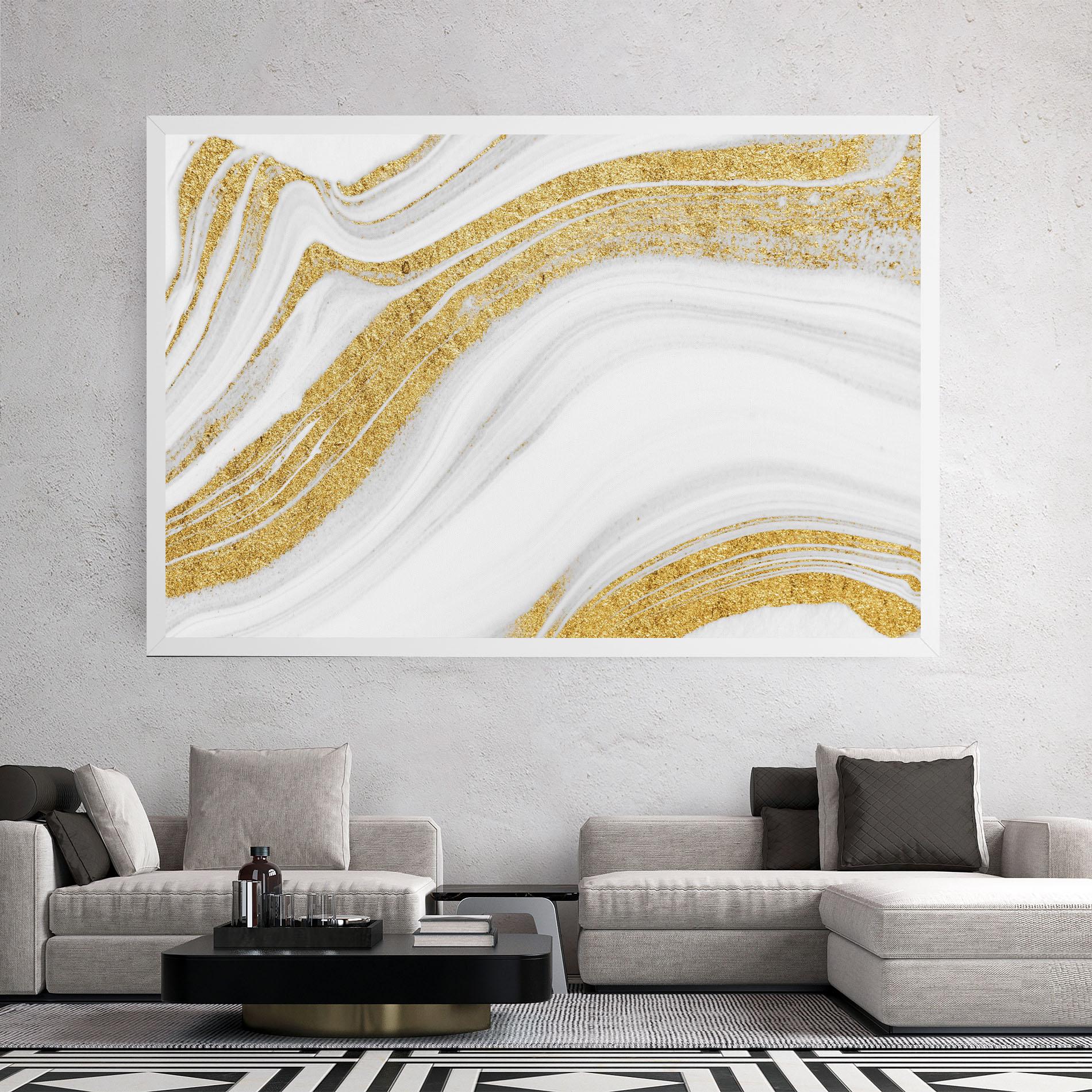 Tablou Canvas Gold Glitter Liquid mockup 2