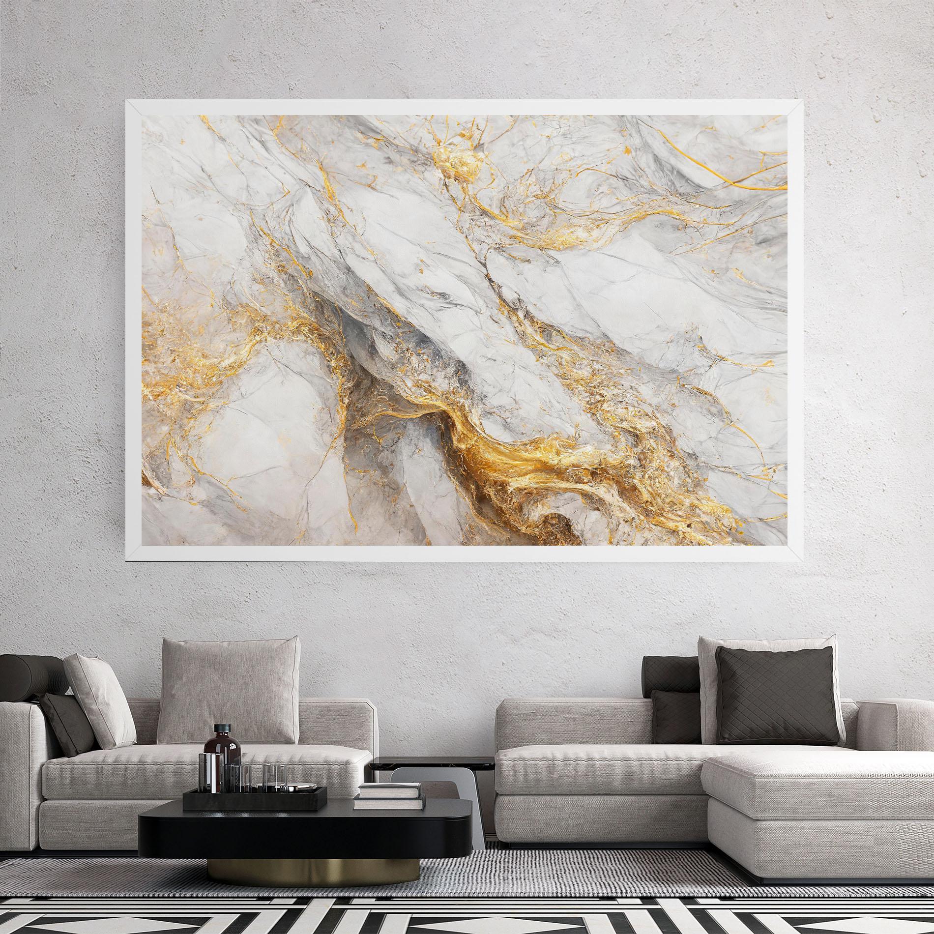 Tablou Canvas Gold Liquid Grey Marble mockup 2