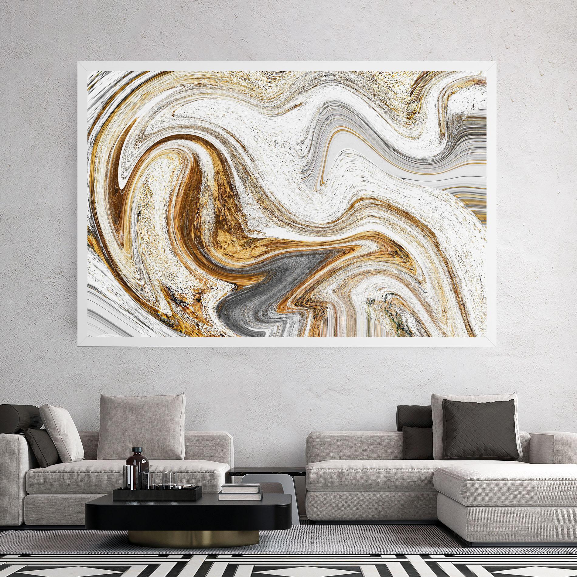 Tablou Canvas Gold White Liquid mockup 2