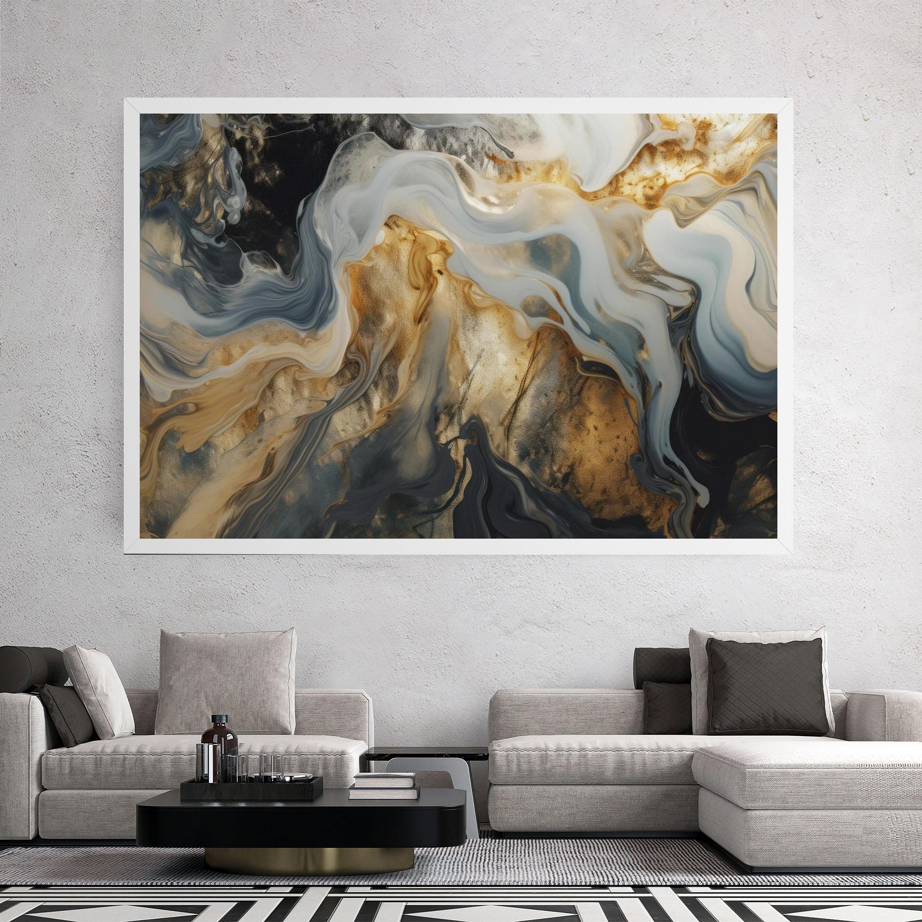 Tablou Canvas Grey Gold Liquid Marble mockup 2