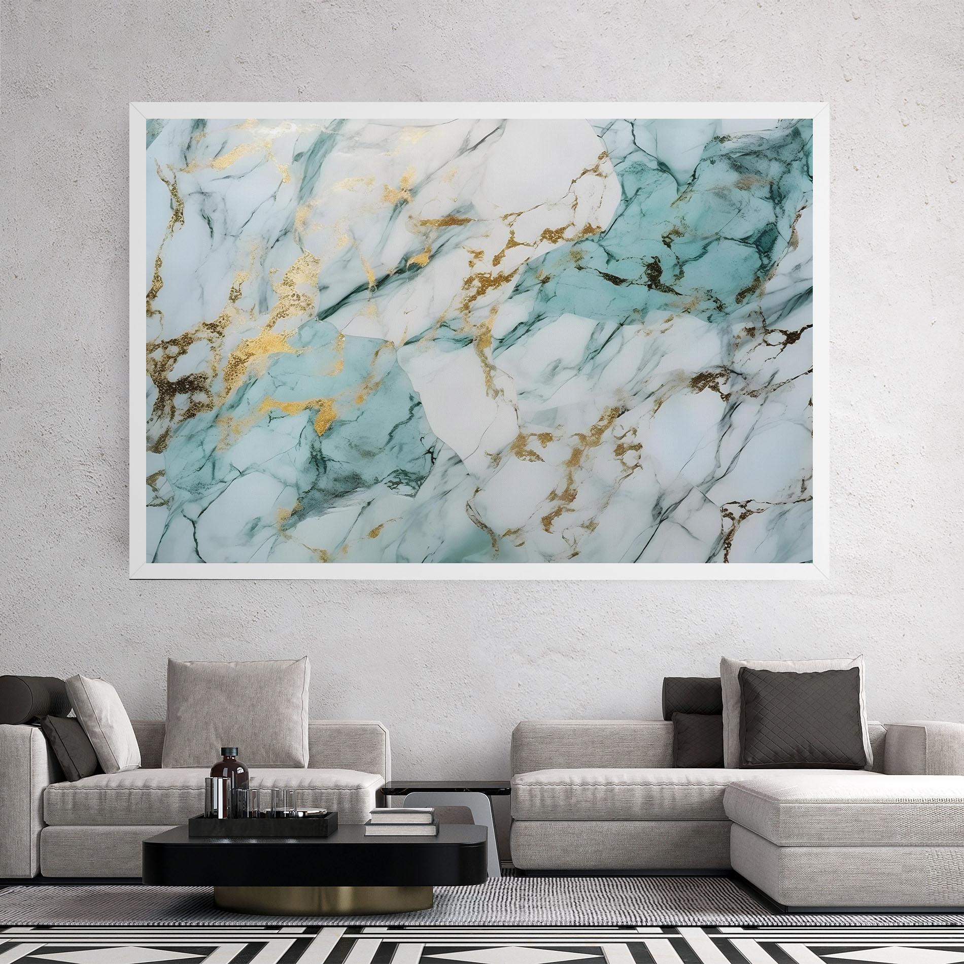 Tablou Canvas Light Green Gold Line mockup 2