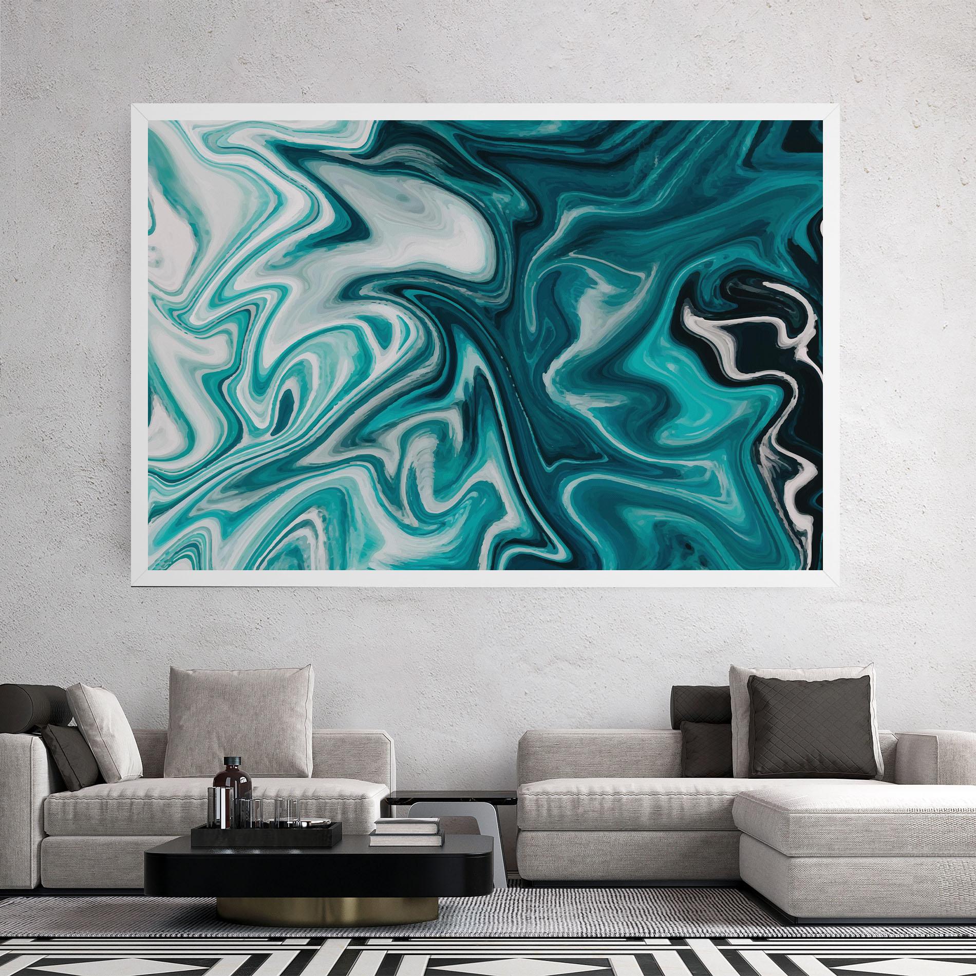 Tablou Canvas White Blue Liquid Marble mockup 2