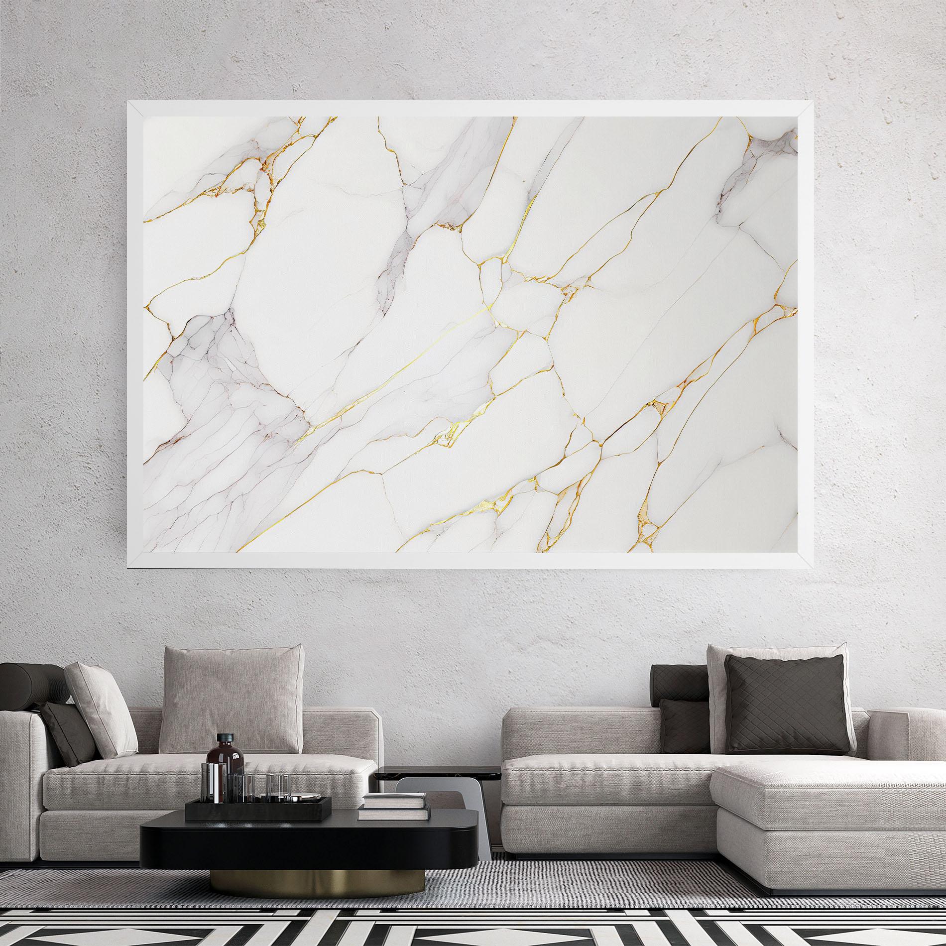 Tablou Canvas White Grey Golden Lines mockup 2