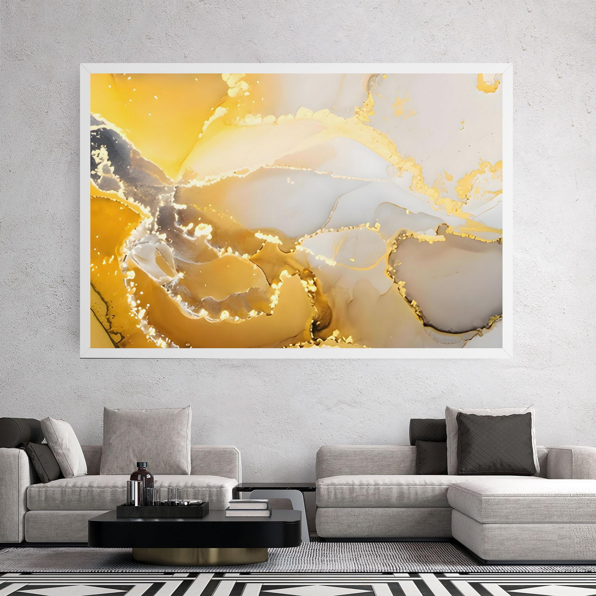 Tablou Canvas Yellow Grey Marble mockup 2