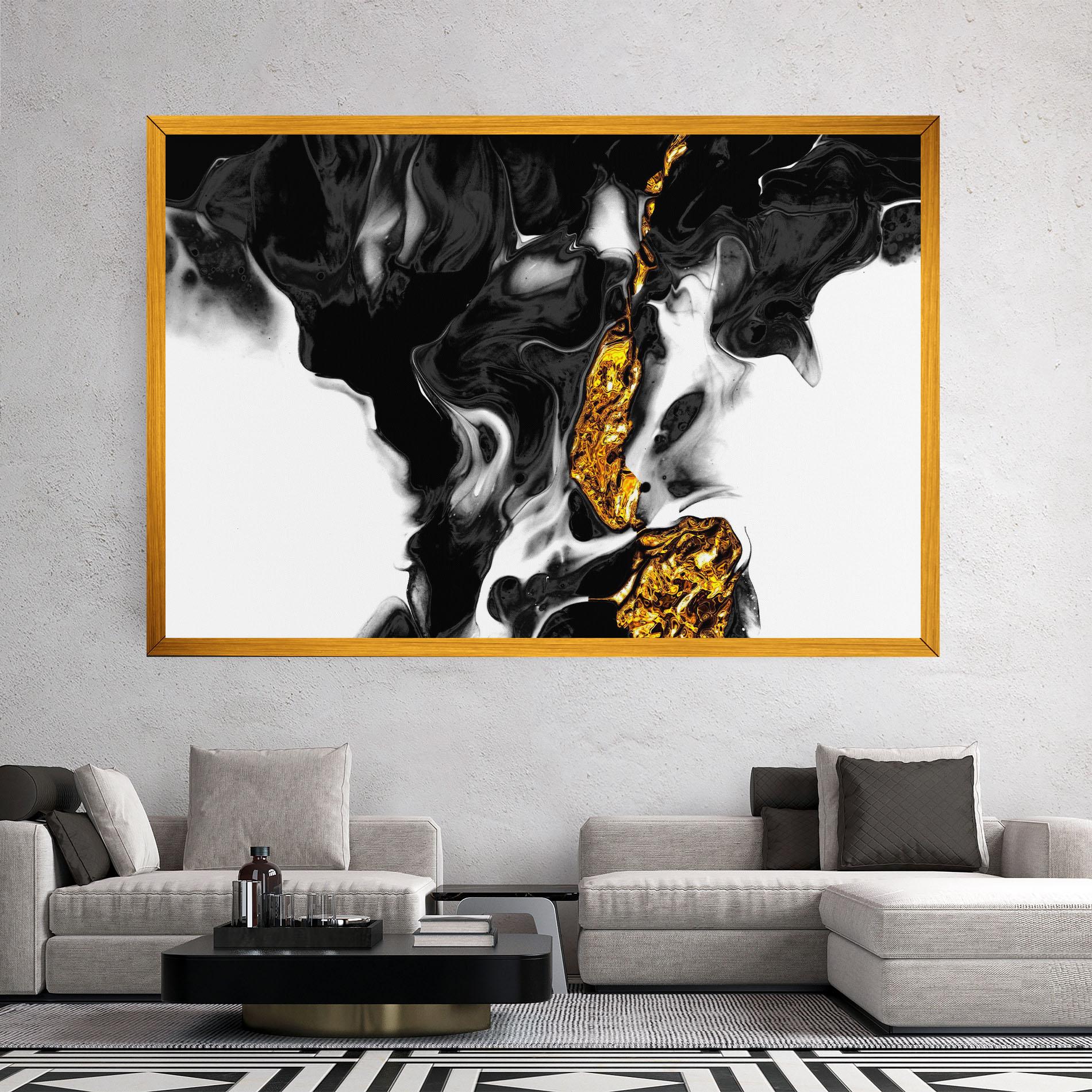 Tablou Canvas Abstract Black And Gold mockup 2