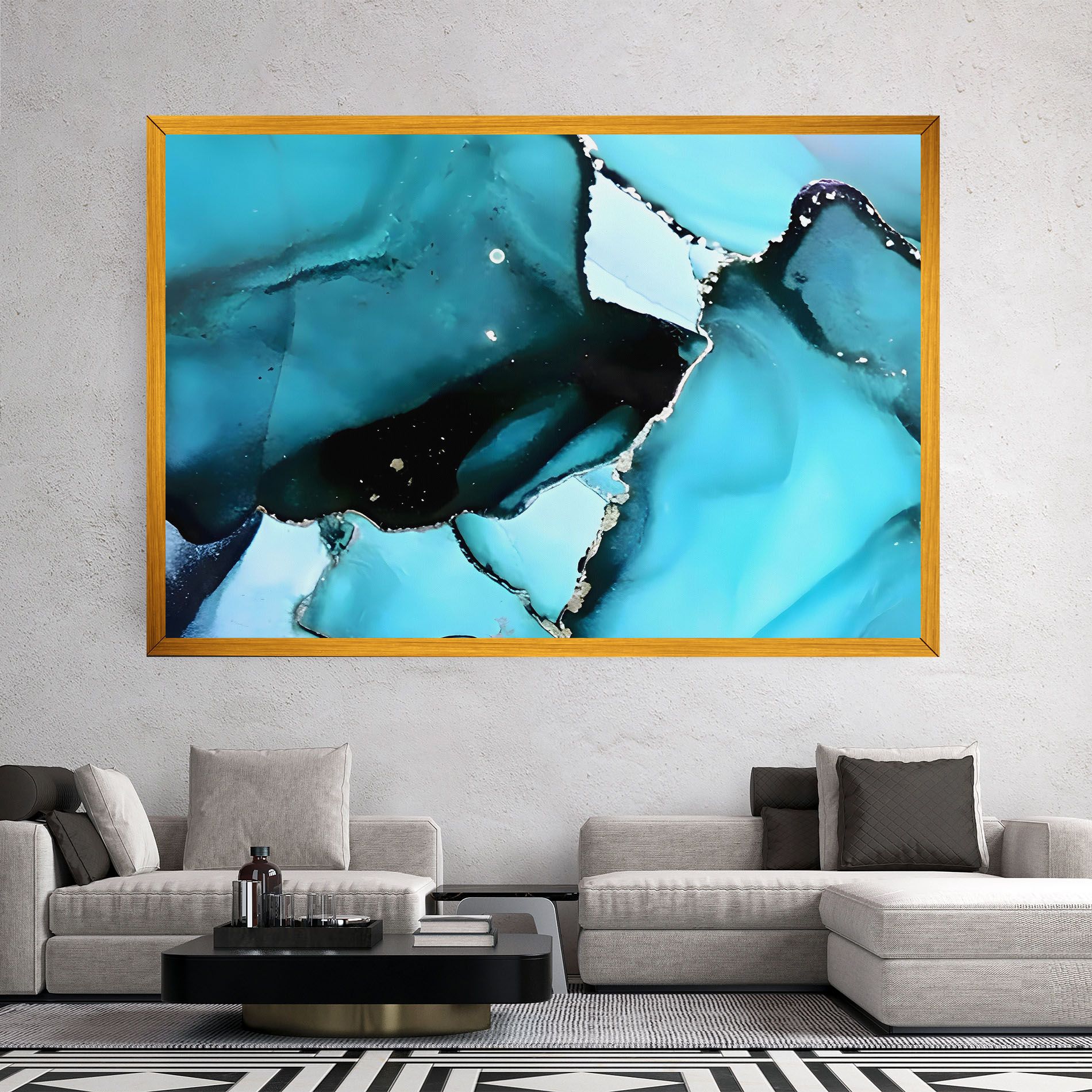 Blue Paint Marble mockup 2